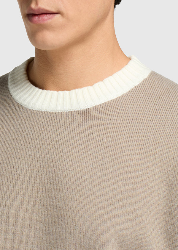 Contrast Knit Crewneck - Grey