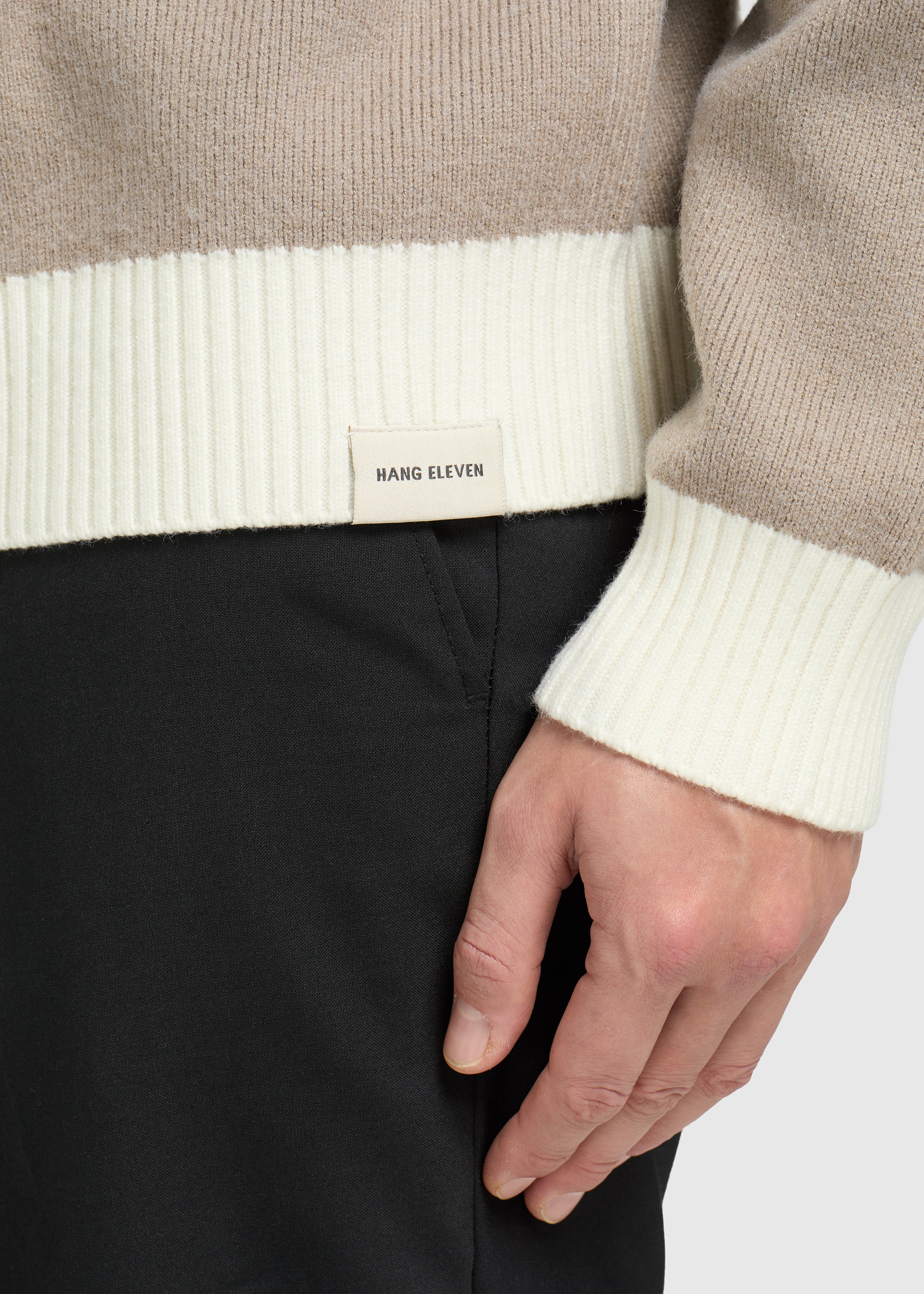 Contrast Knit Crewneck - Grey