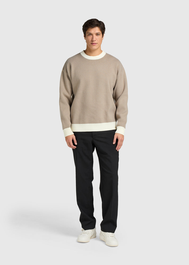 Contrast Knit Crewneck - Grey