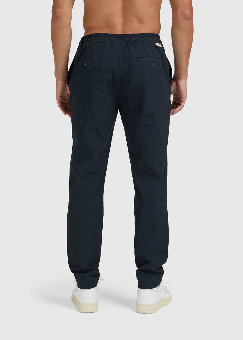 Le pantalon en seersucker - Bleu marine