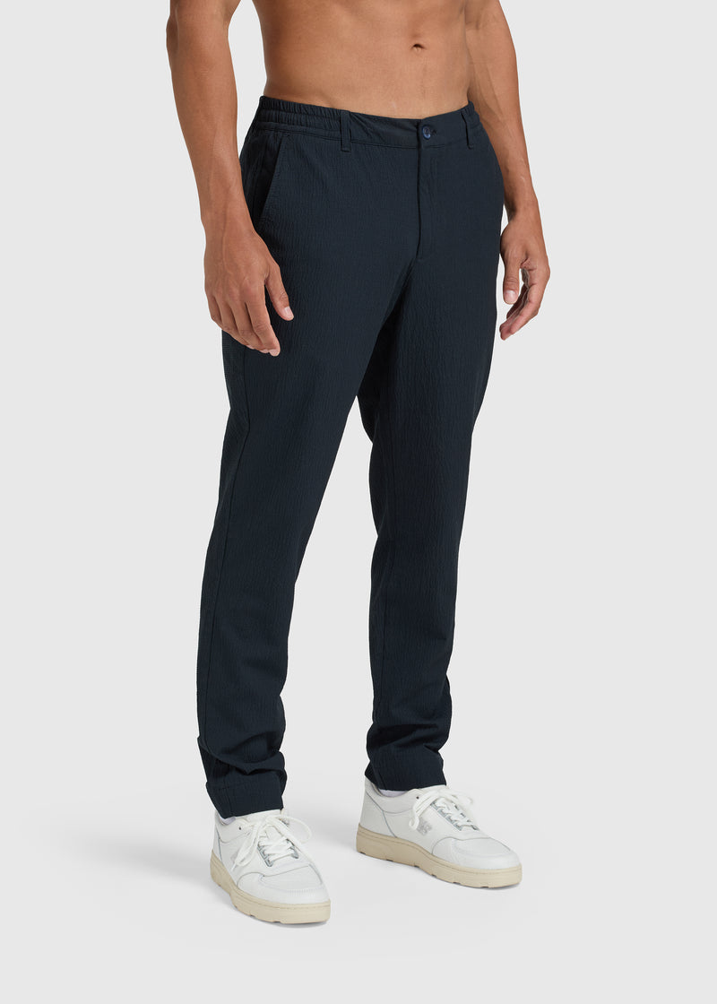 Le pantalon en seersucker - Bleu marine