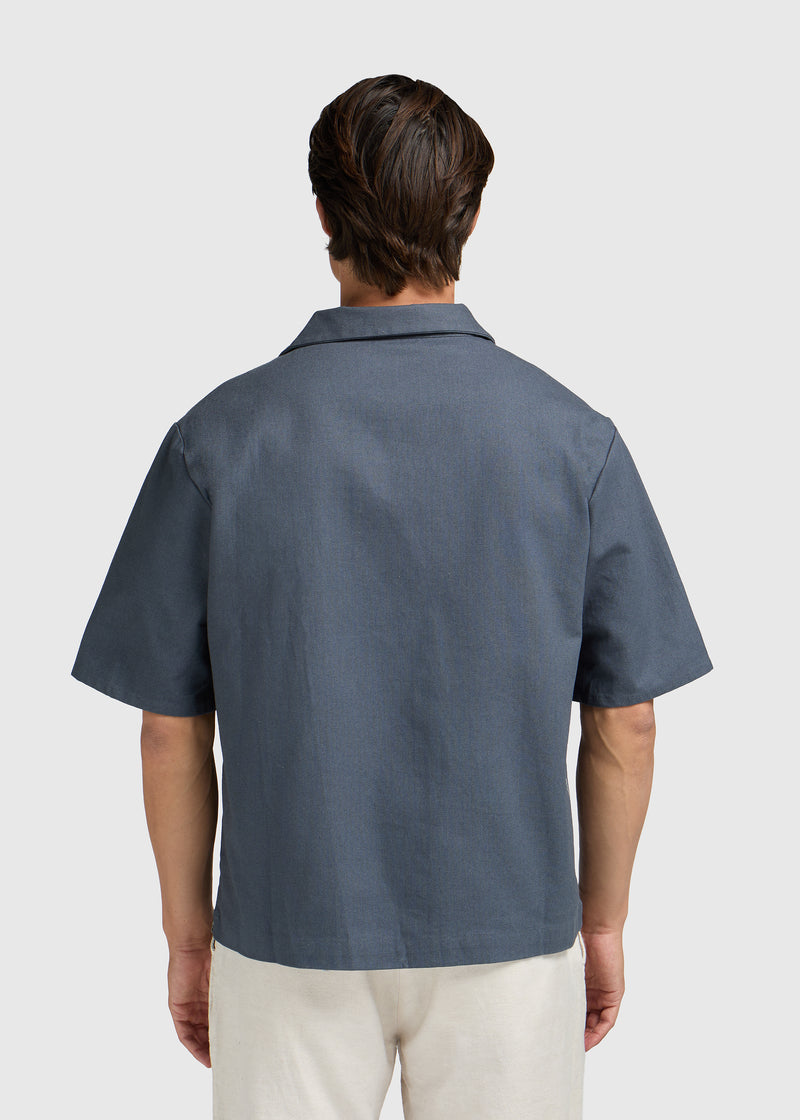 Chemise de station balnéaire brodée - Bleu ombré