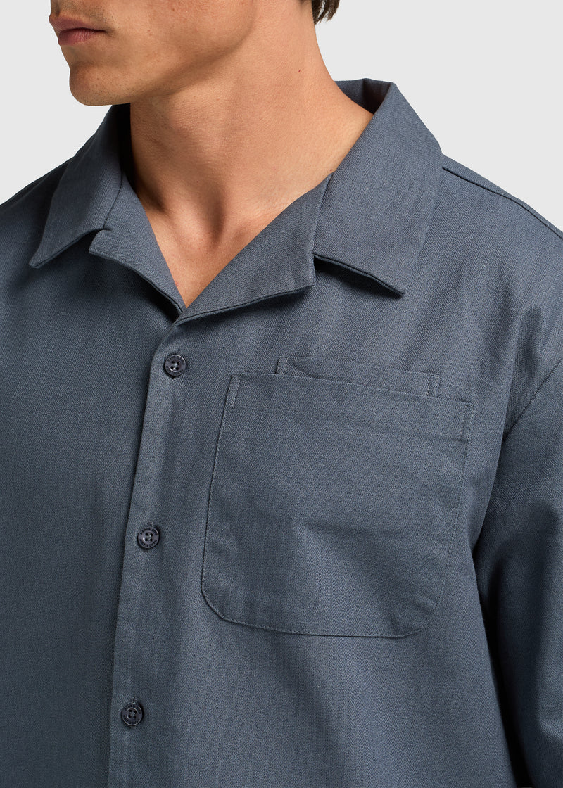 Chemise de station balnéaire brodée - Bleu ombré