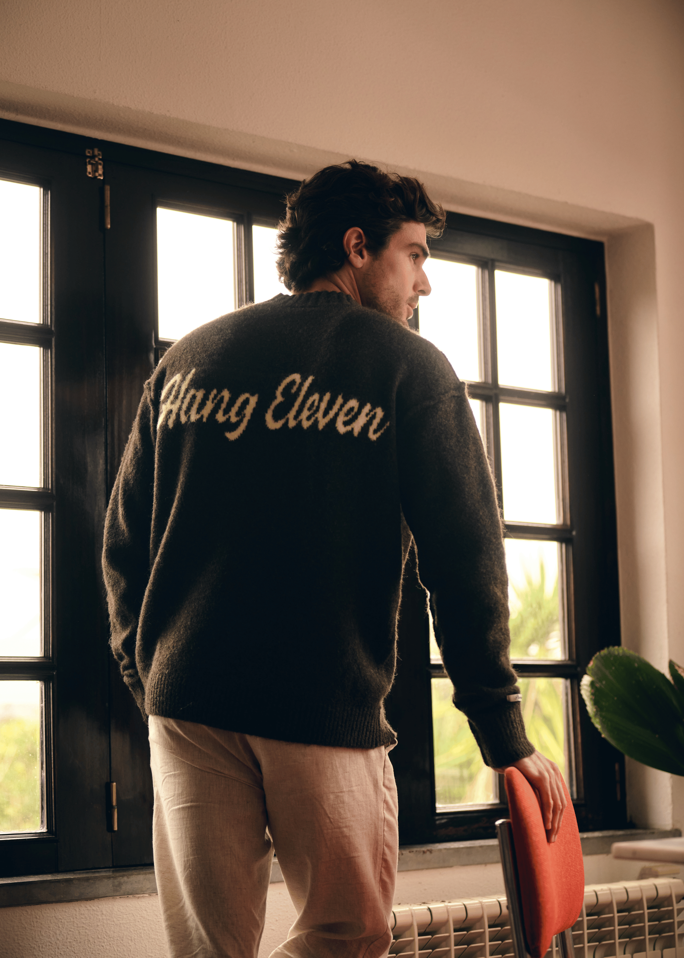 Cozy Brand Knit Crewneck - Brown