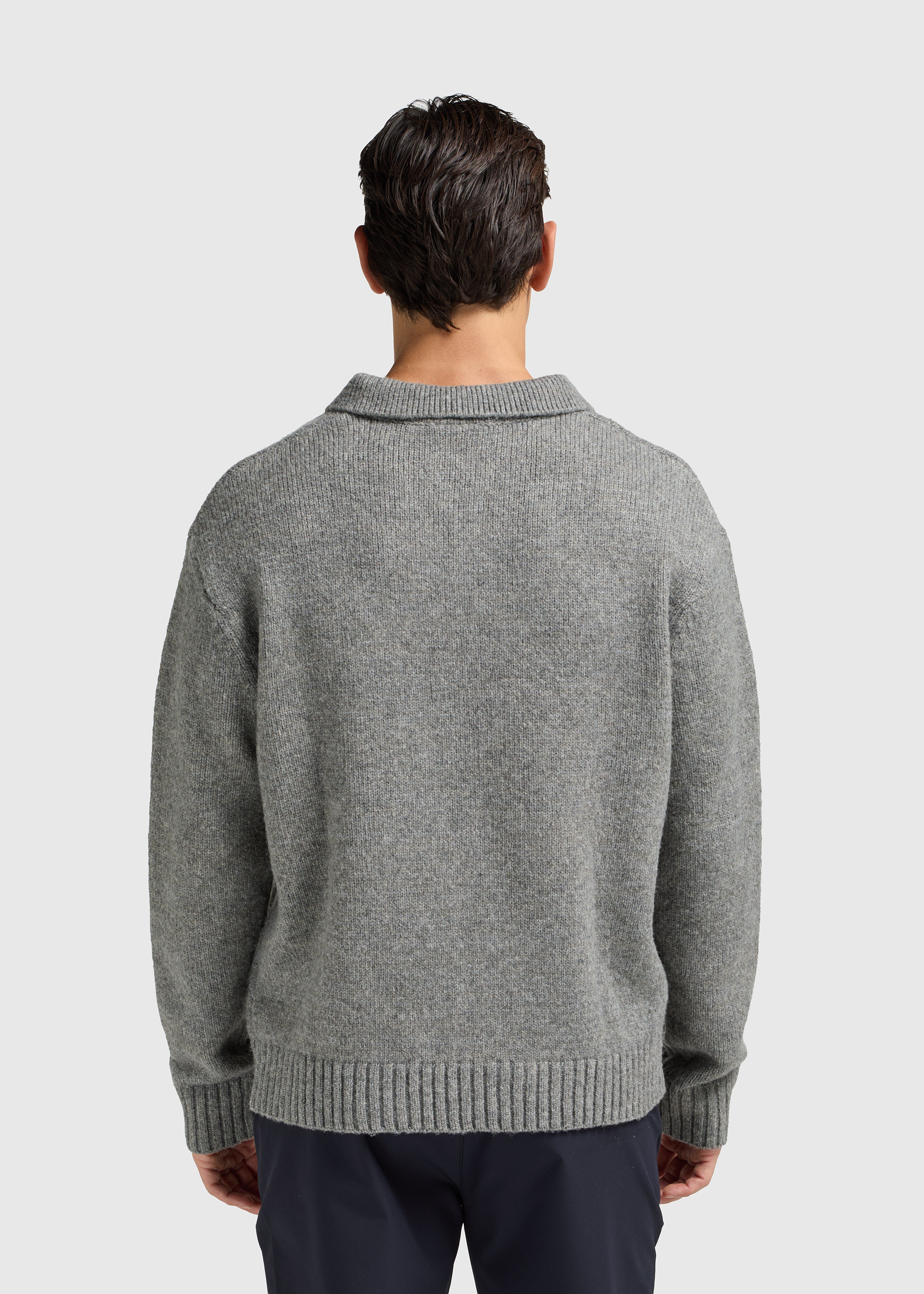 Heavy Knit Polo - Stone Grey