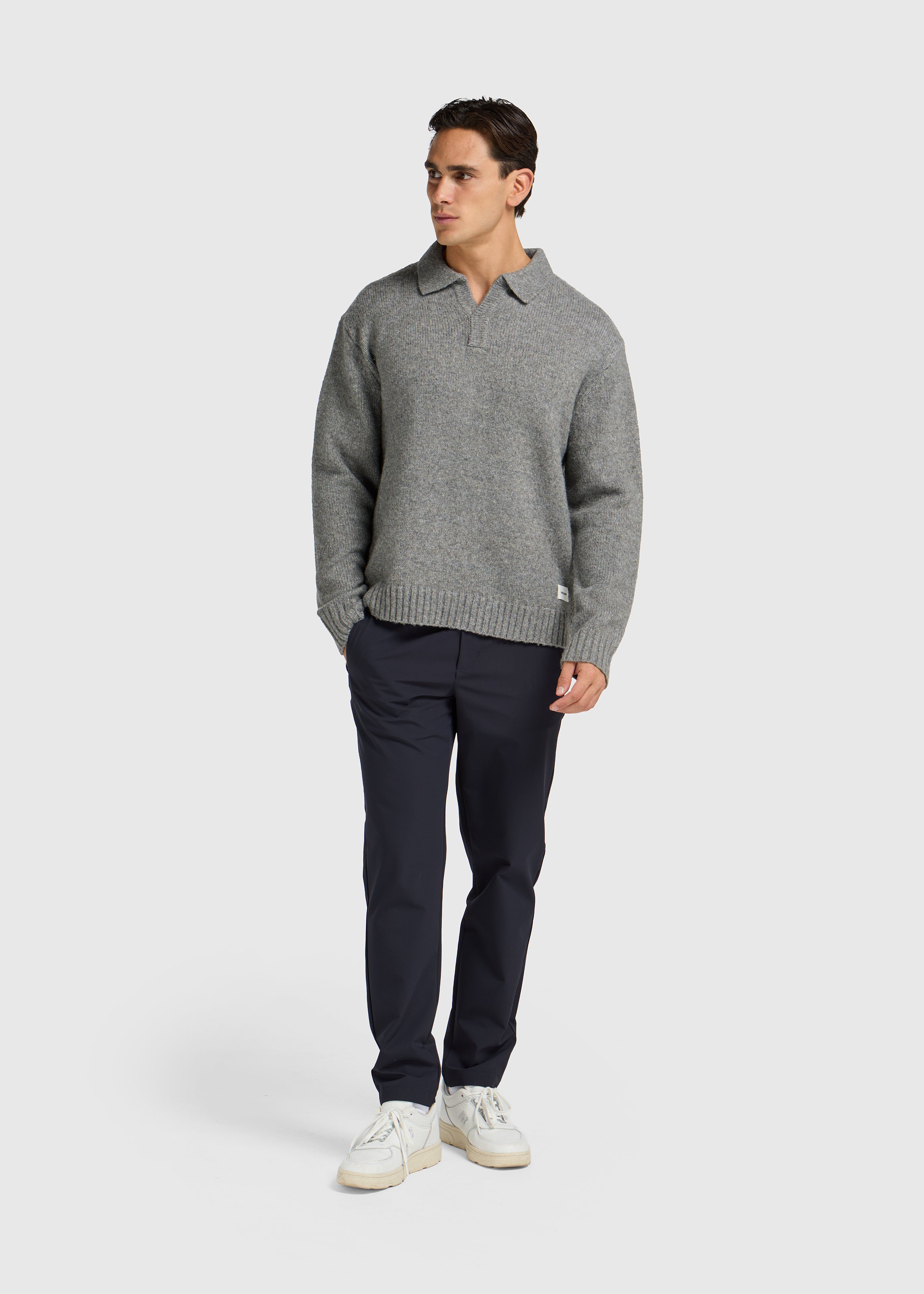 Heavy Knit Polo - Stone Grey
