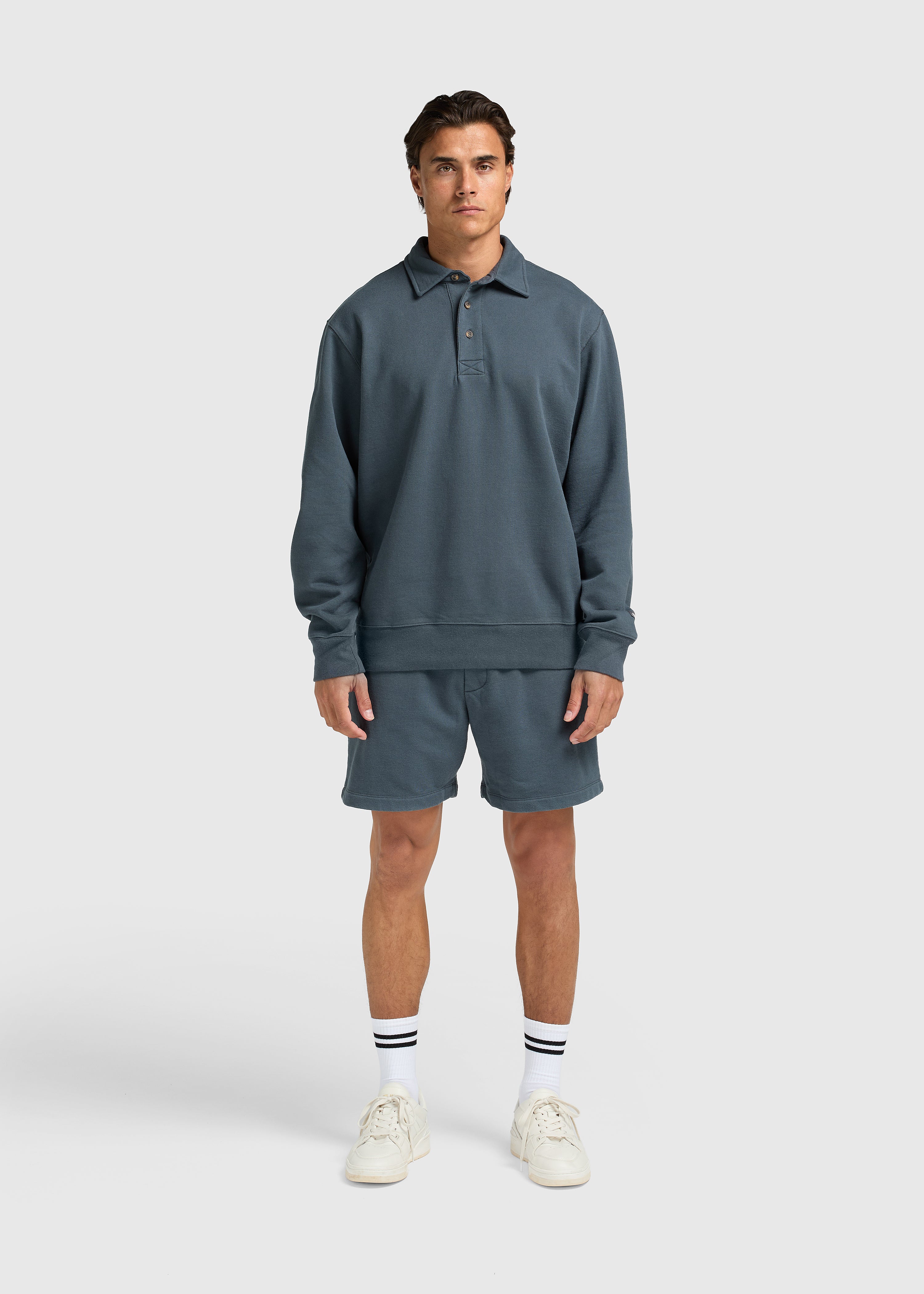 Vintage Washed Rugby polo - Ombre Blue