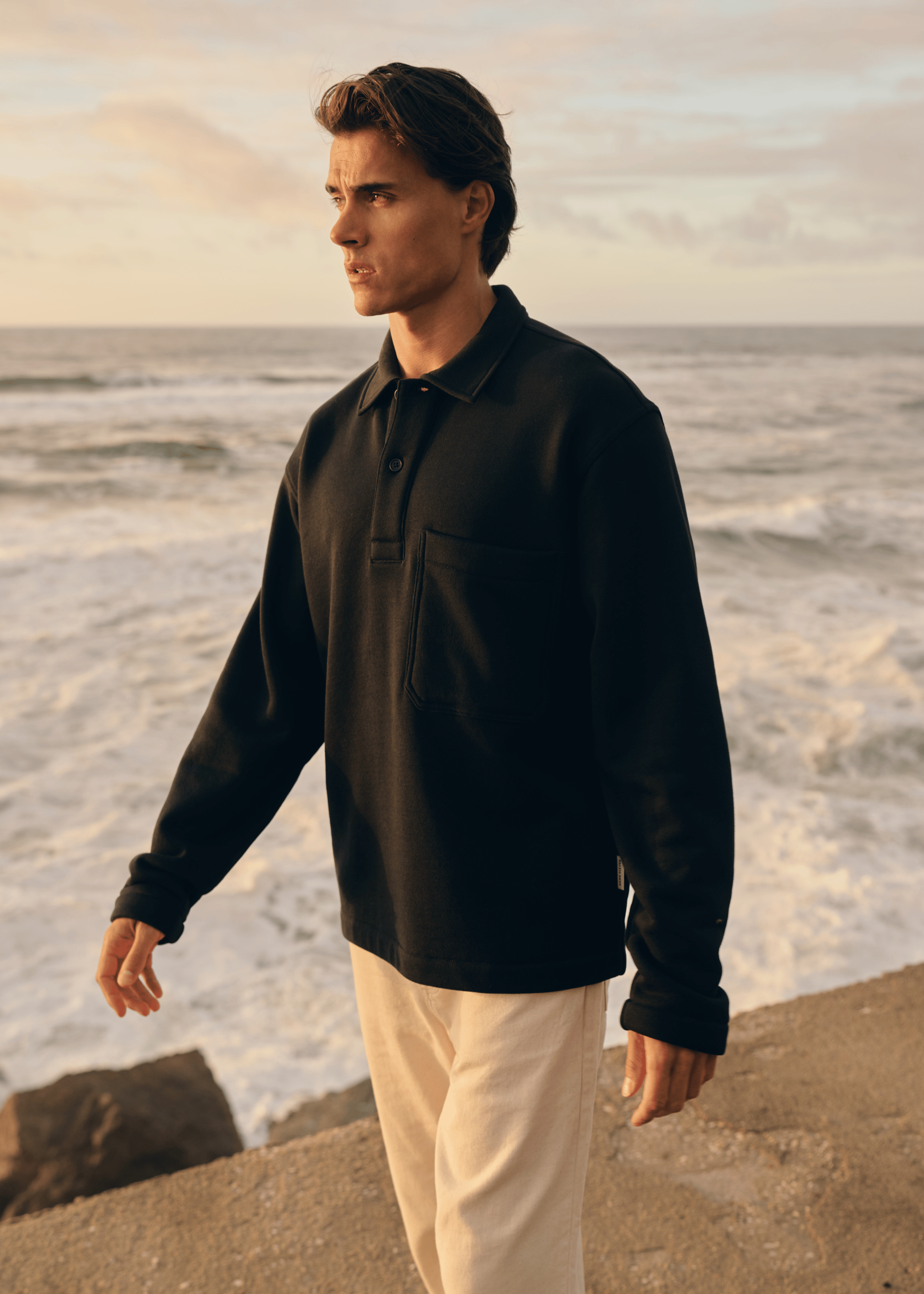 Heavy Polo Longsleeve - Navy Blue