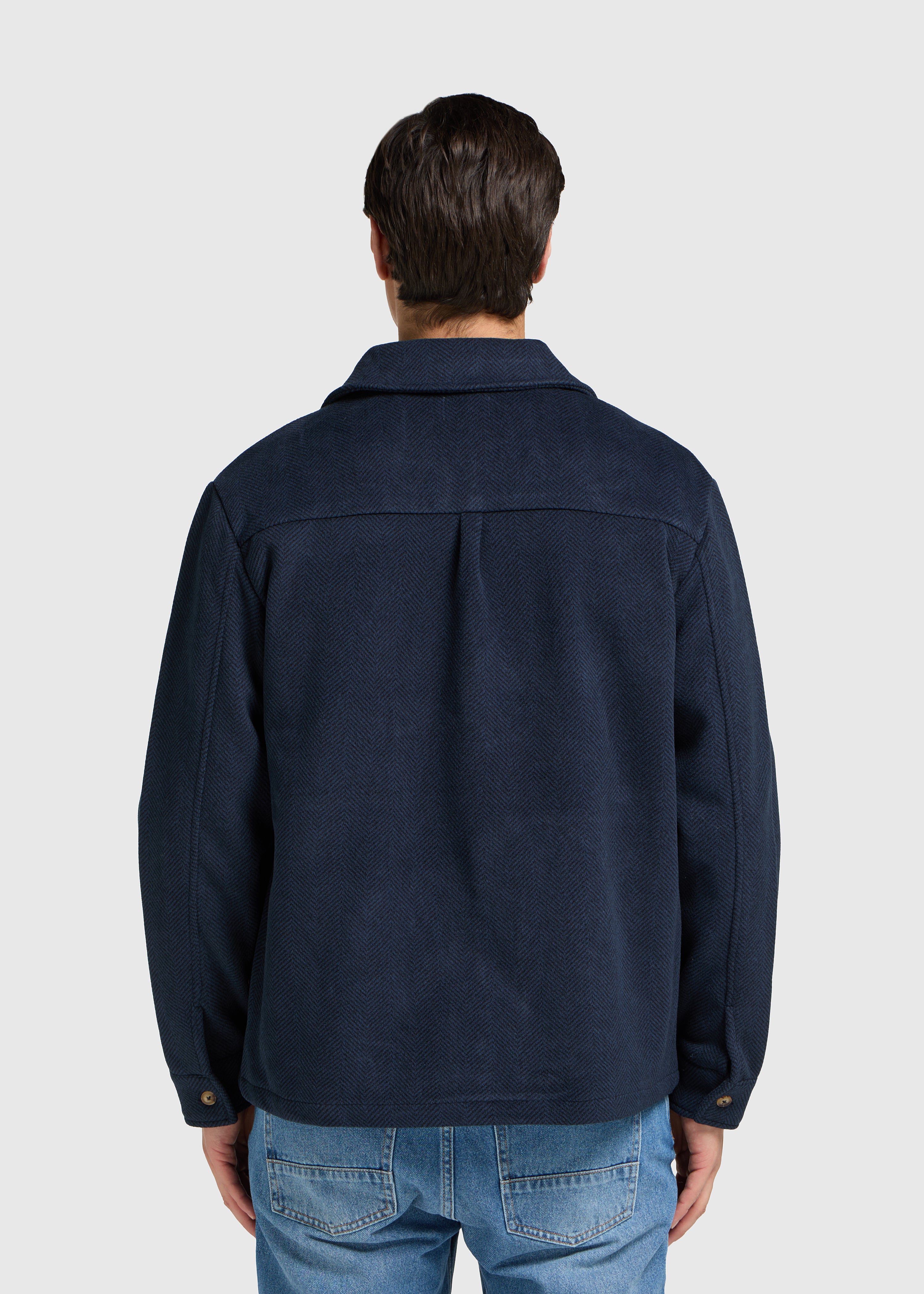 Herringbone Zip Jacket - Navy Blue