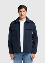 Herringbone Zip Overshirt - Navy