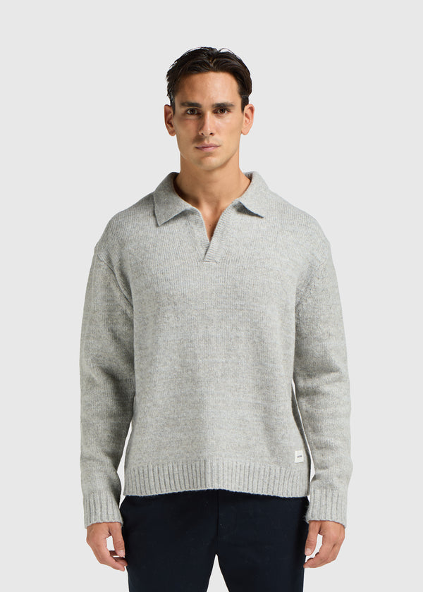 Heavy Knit Polo - Grey Melee