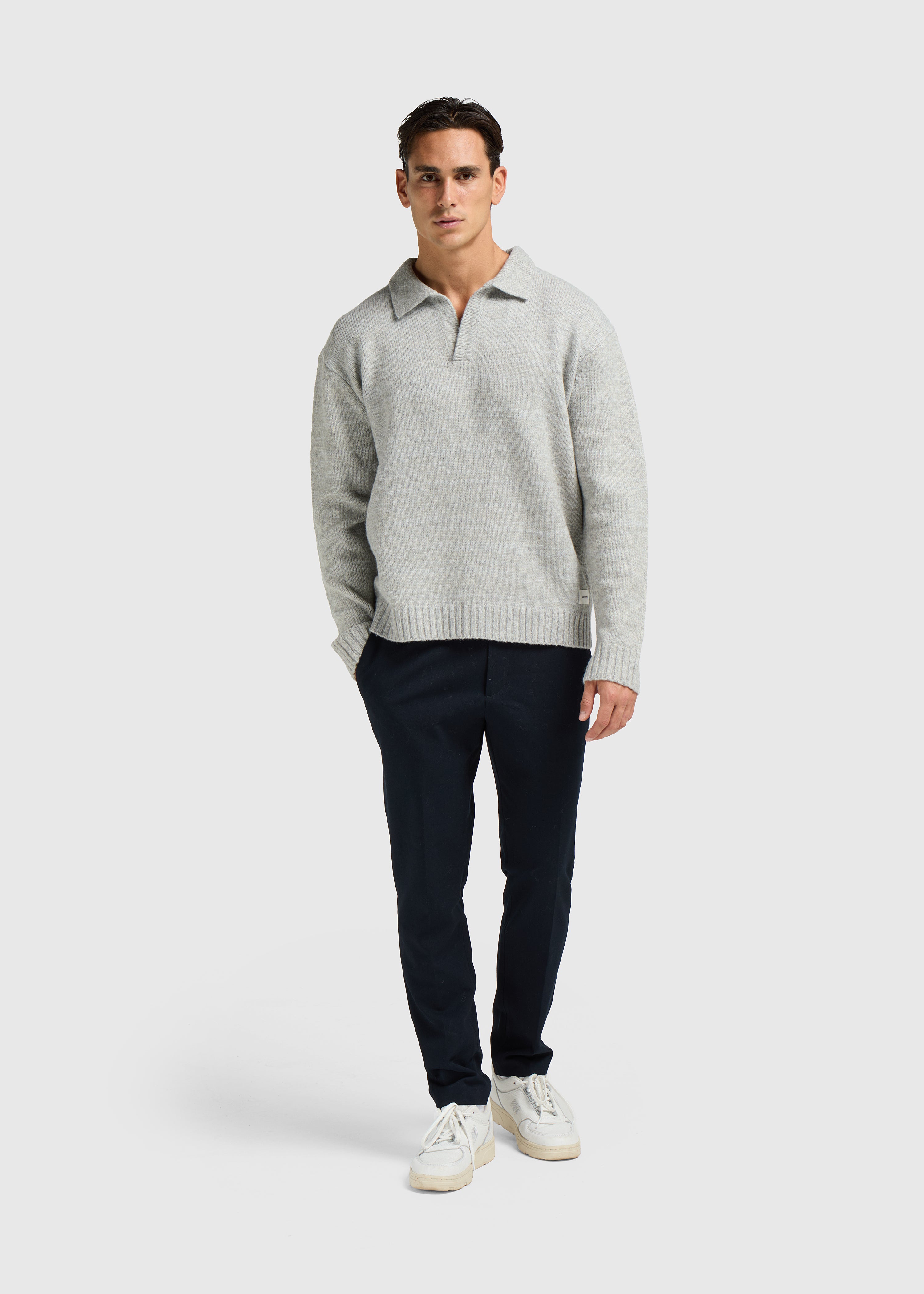 Heavy Knit Polo - Grey Melee