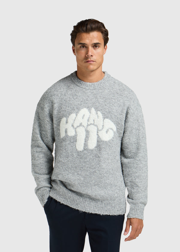 Bouclé Logo Knit - Grey Melee