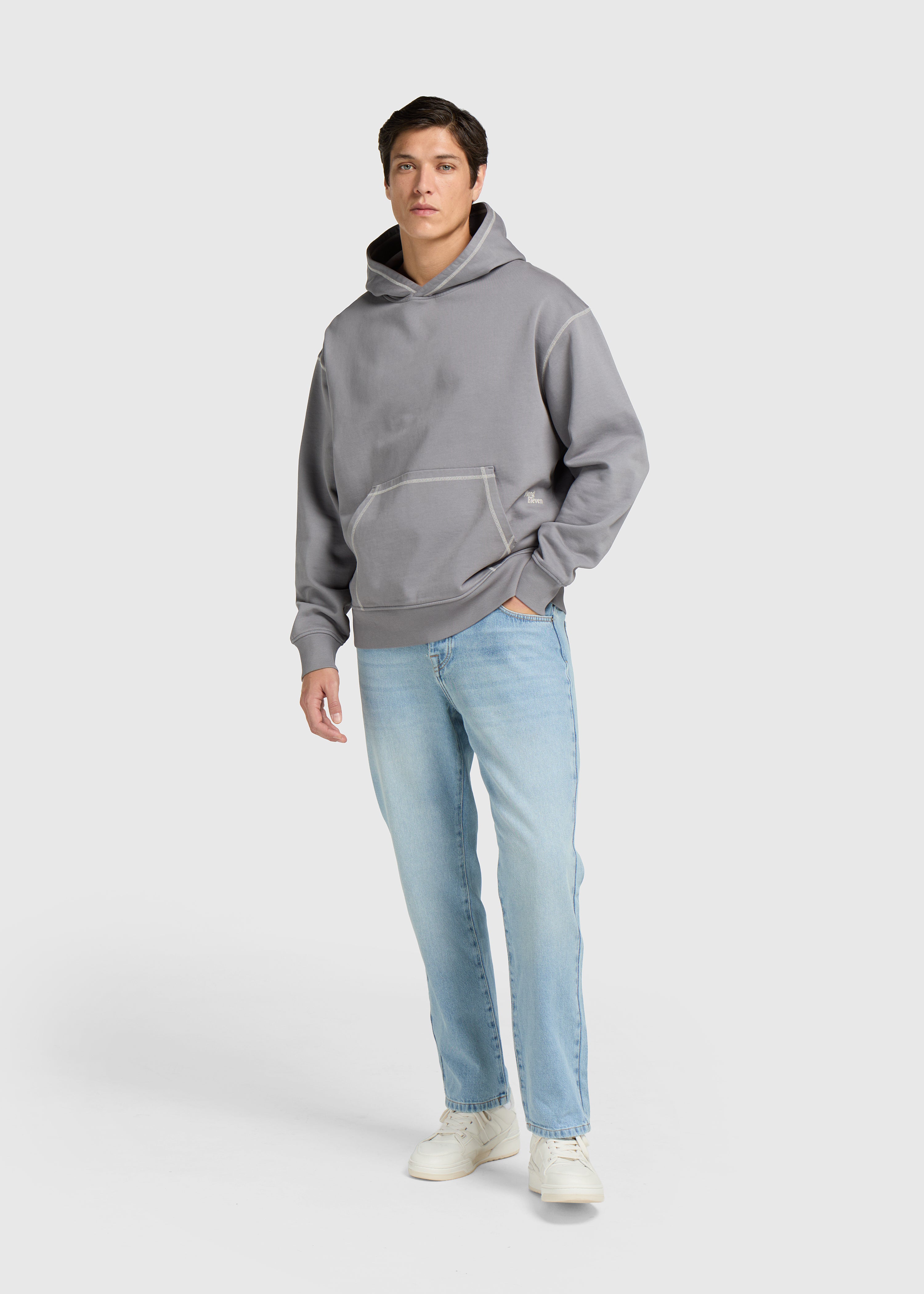 Contrast Hoodie - Grey