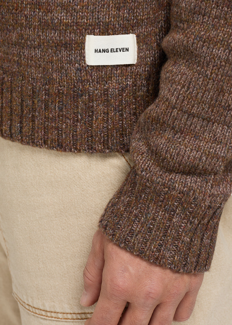 Heavy Knit Crewneck - Brown Melange