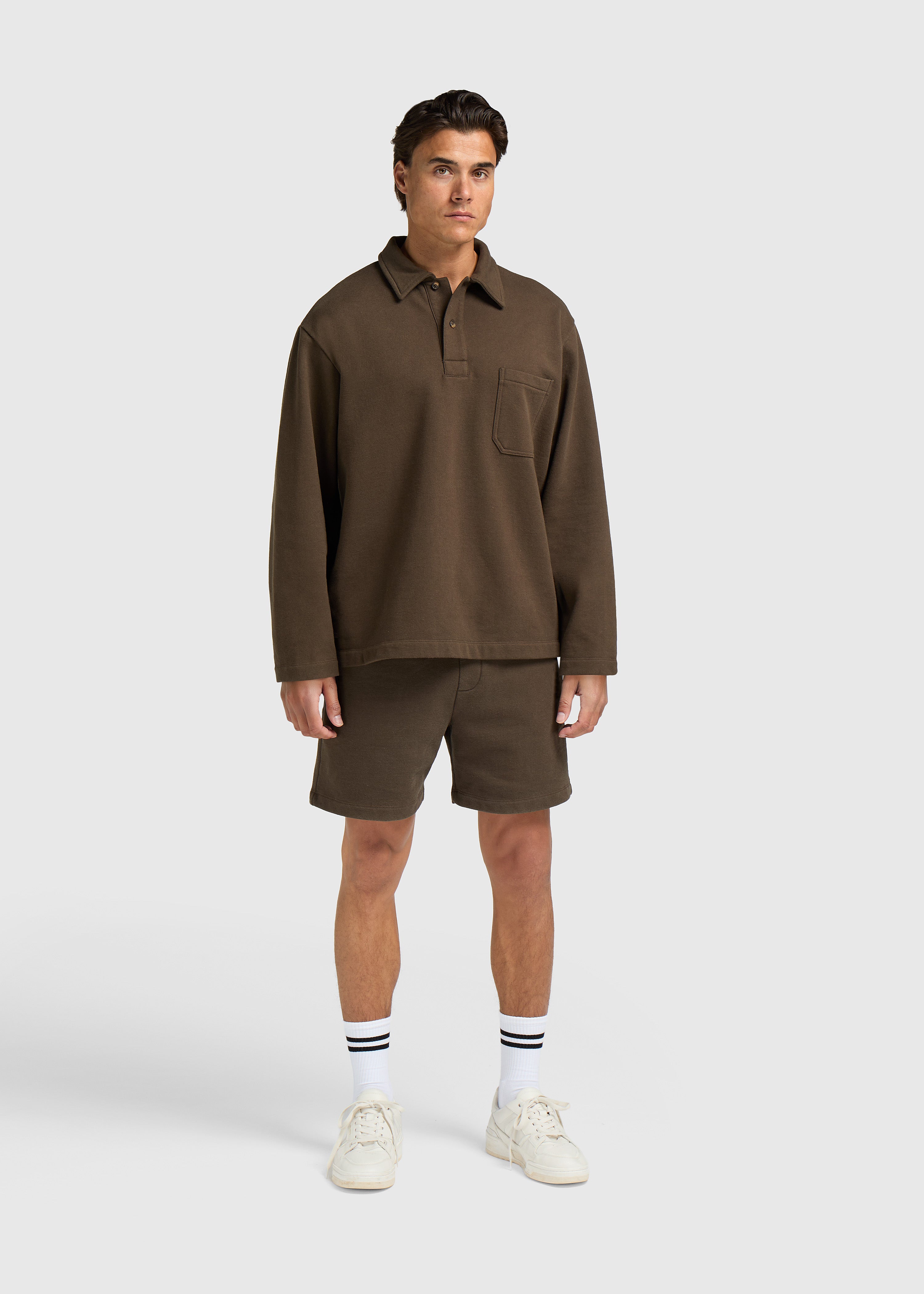 Vintage Washed Pocket Polo - Brown