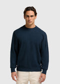 Pull ras du cou en maille structurée - Bleu marine