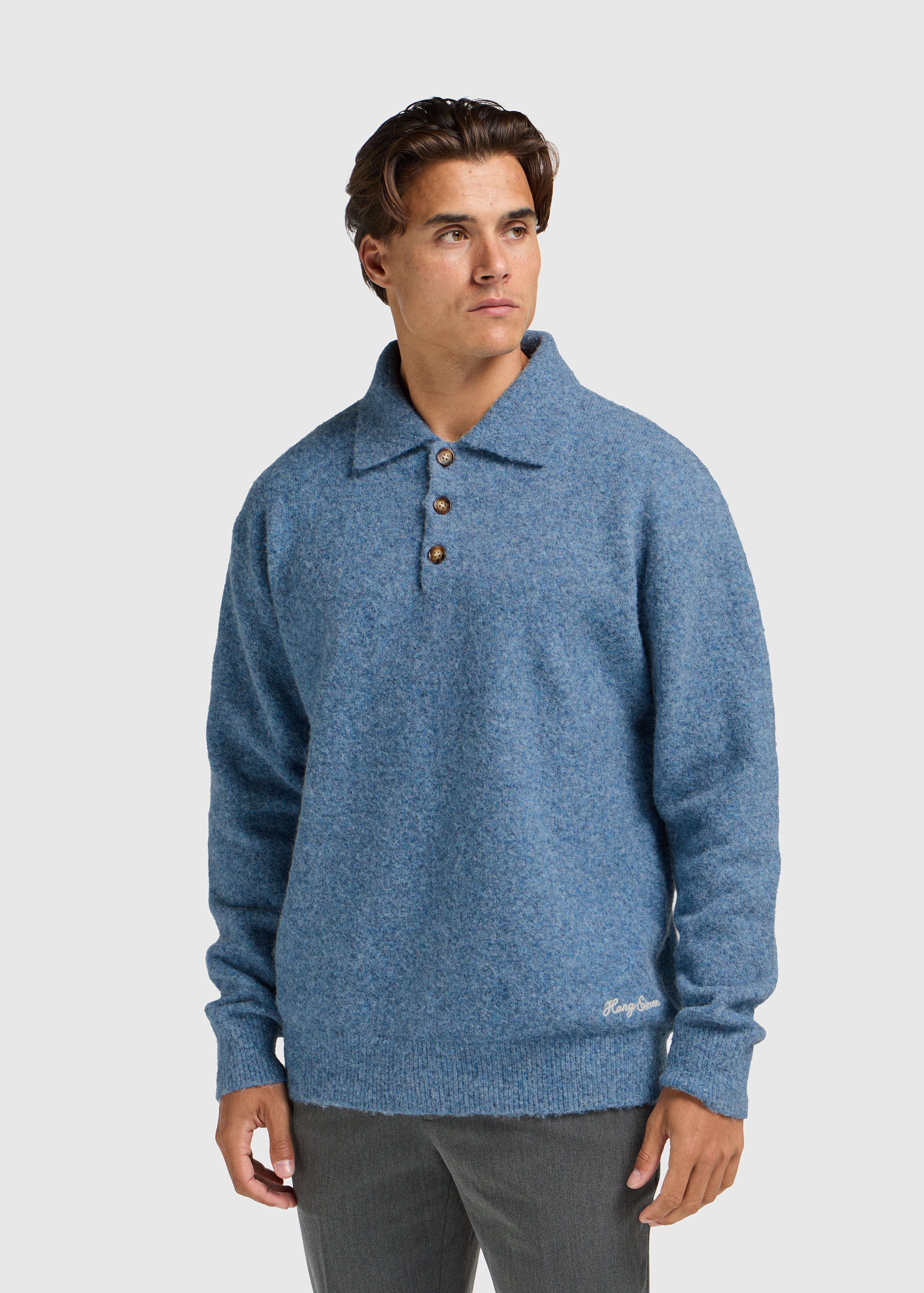 Soft Wool Polo - Light Blue