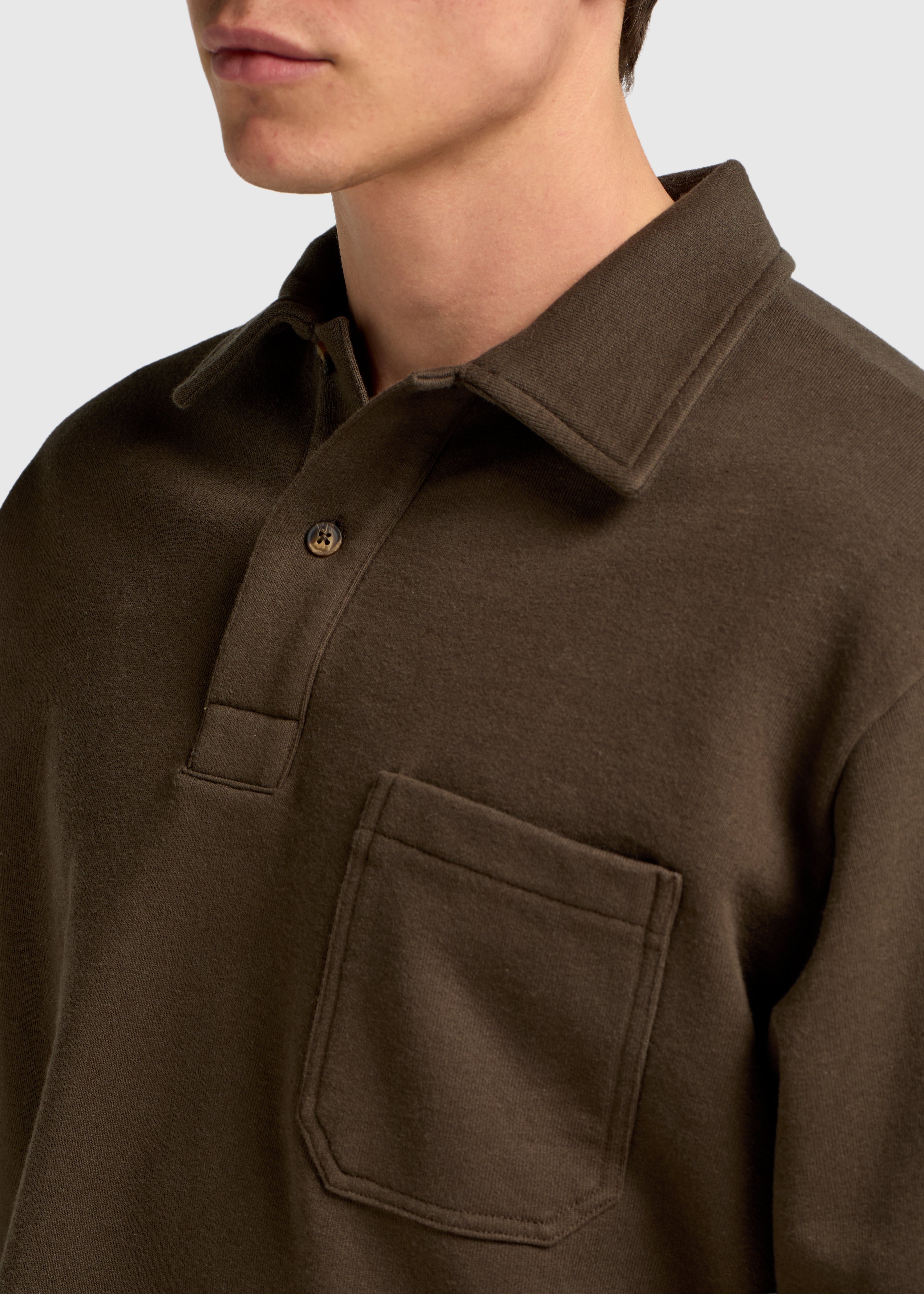 Vintage Washed Pocket Polo - Brown