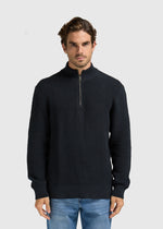 Structure Half Zip Knit - Navy Melange