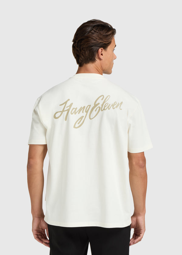 T-shirt à écriture cursive - Blanc cassé