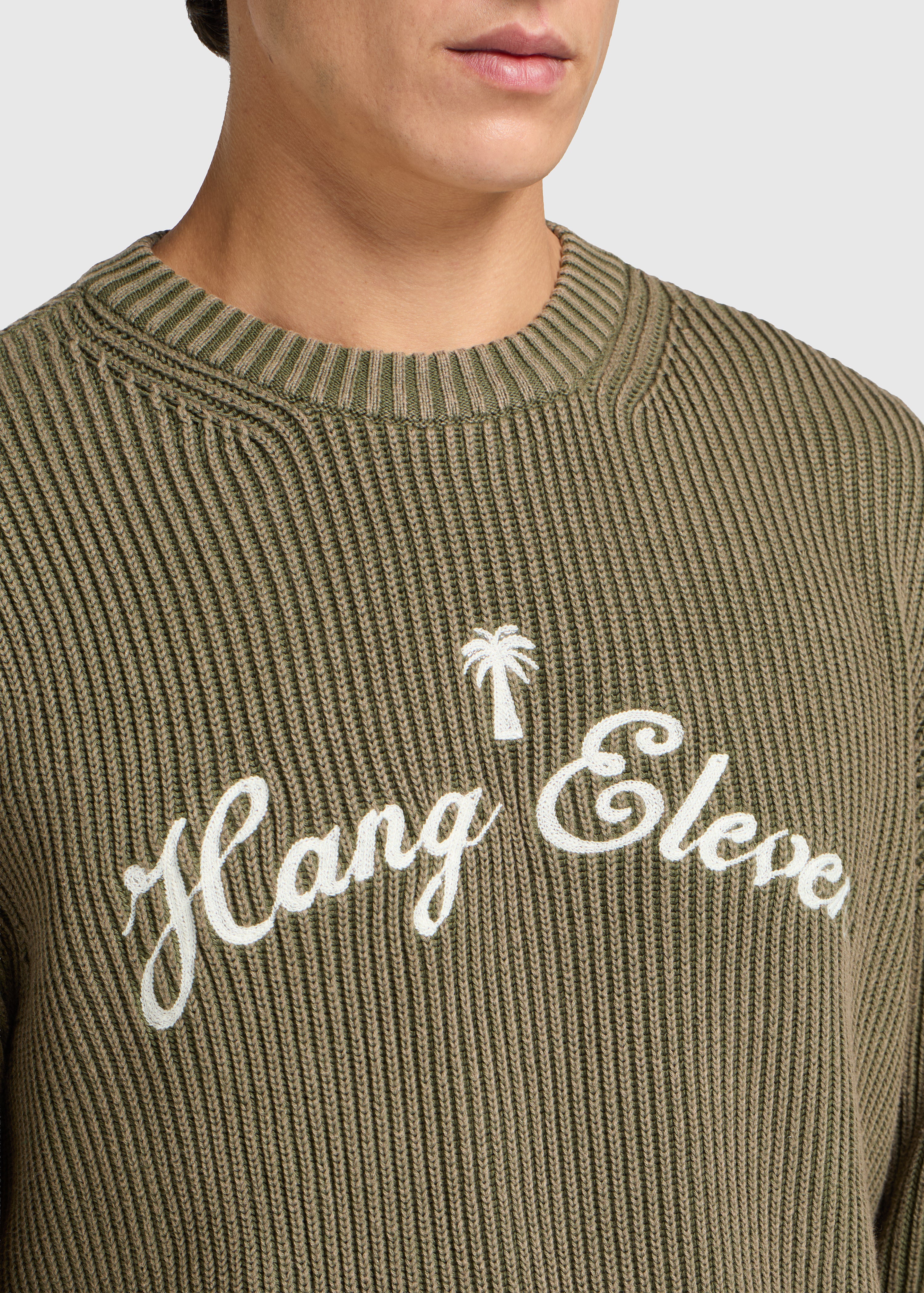 Palm Logo Knit Crewneck - Green