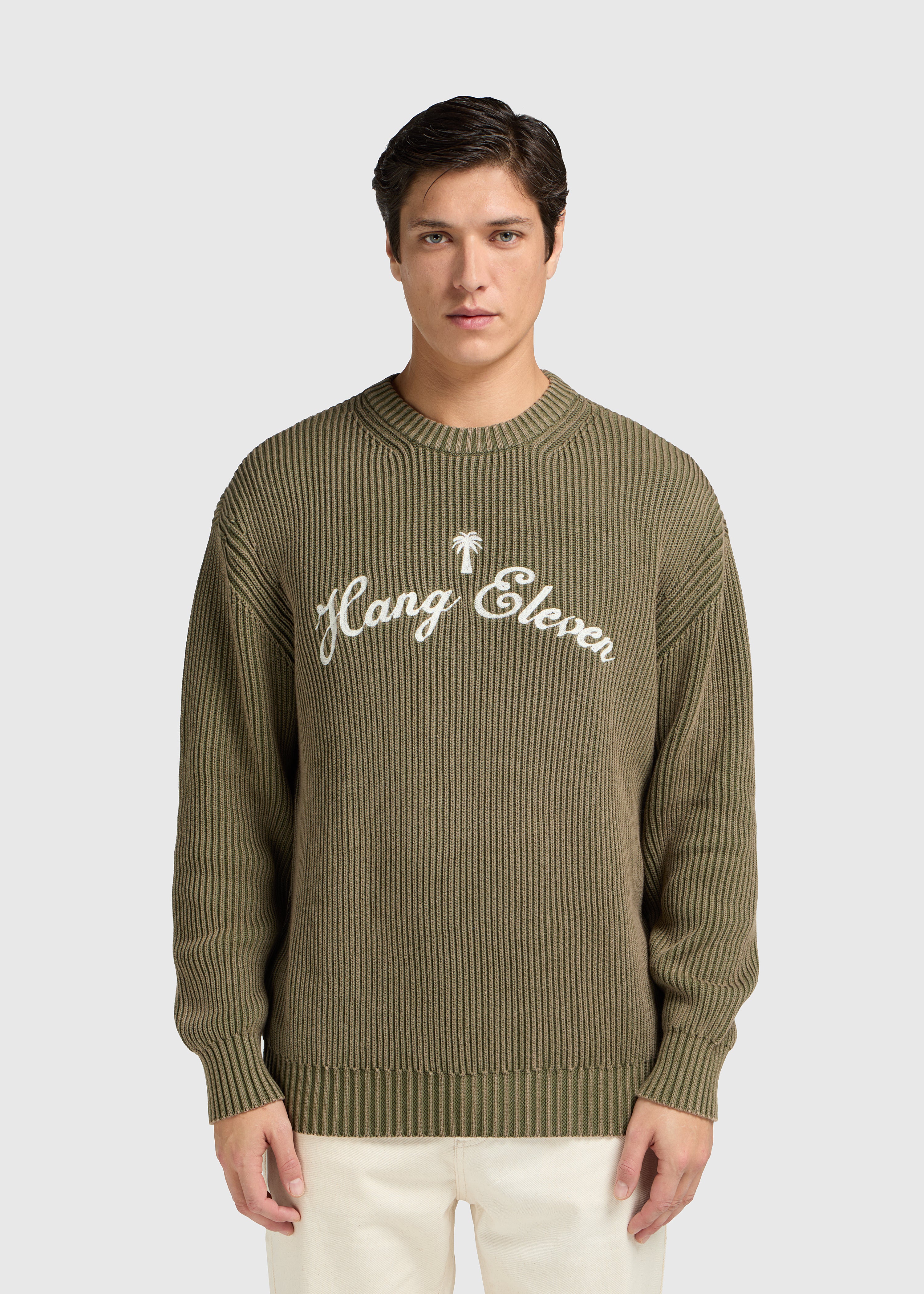Palm Logo Knit Crewneck - Green