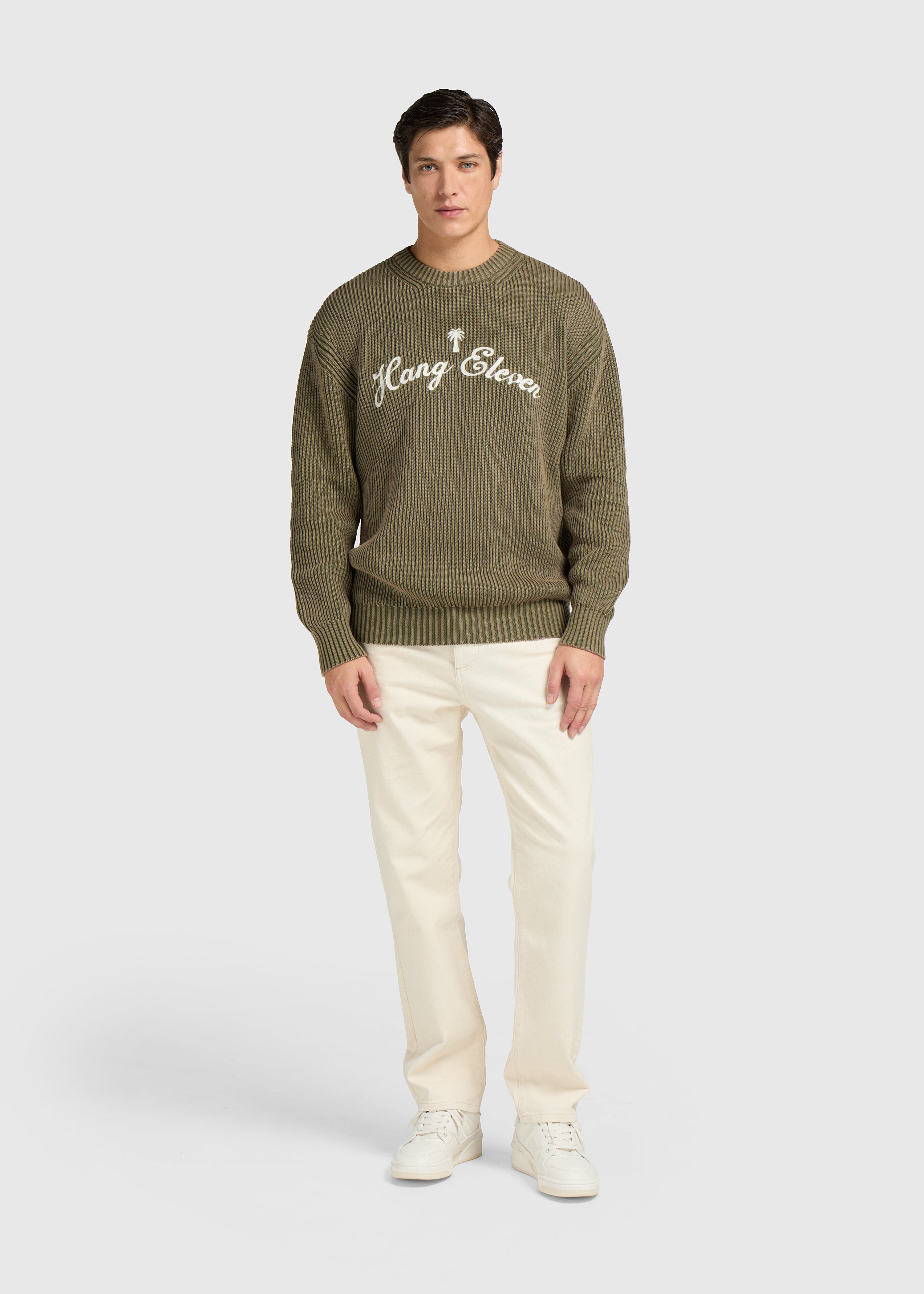 Palm Logo Knit Crewneck - Green