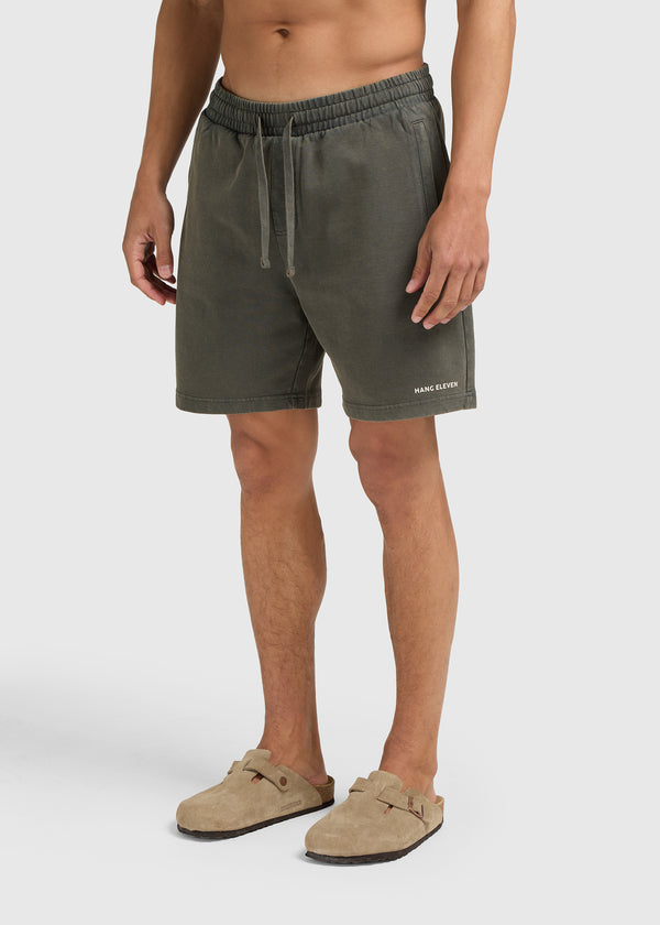 Washed Essential Sweat Short - Chimera Green