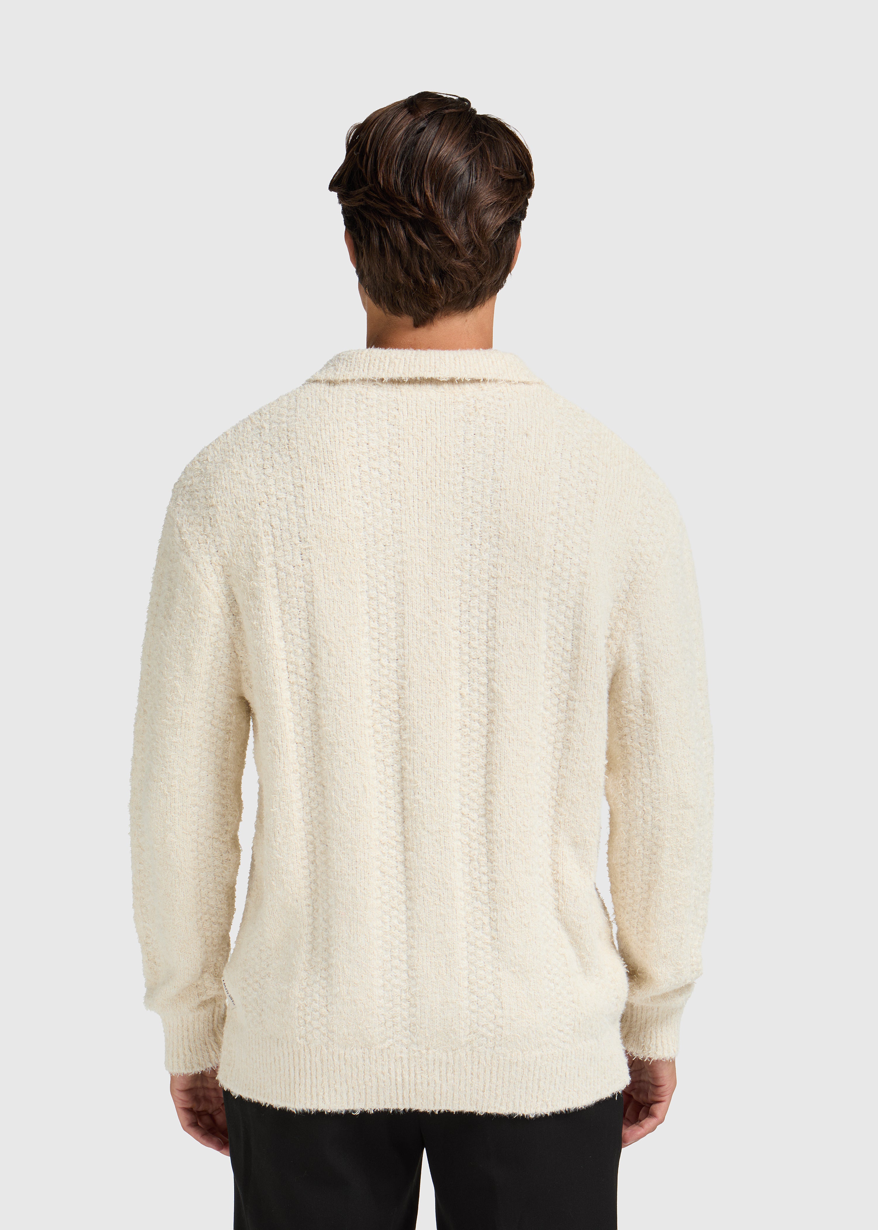 Polo en Tricot Jacquard - Ecru