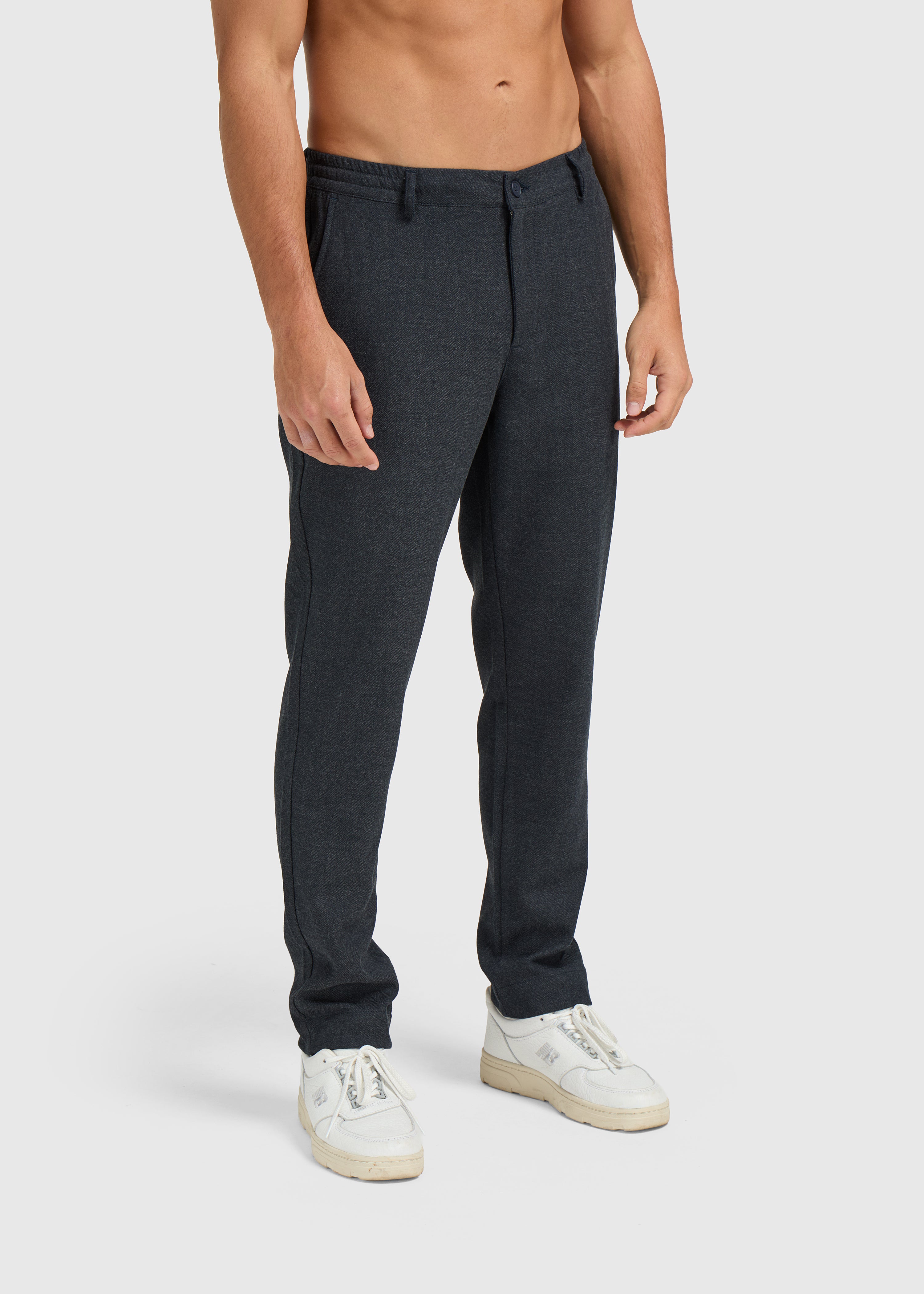 Herringbone Trouser - Navy Blue