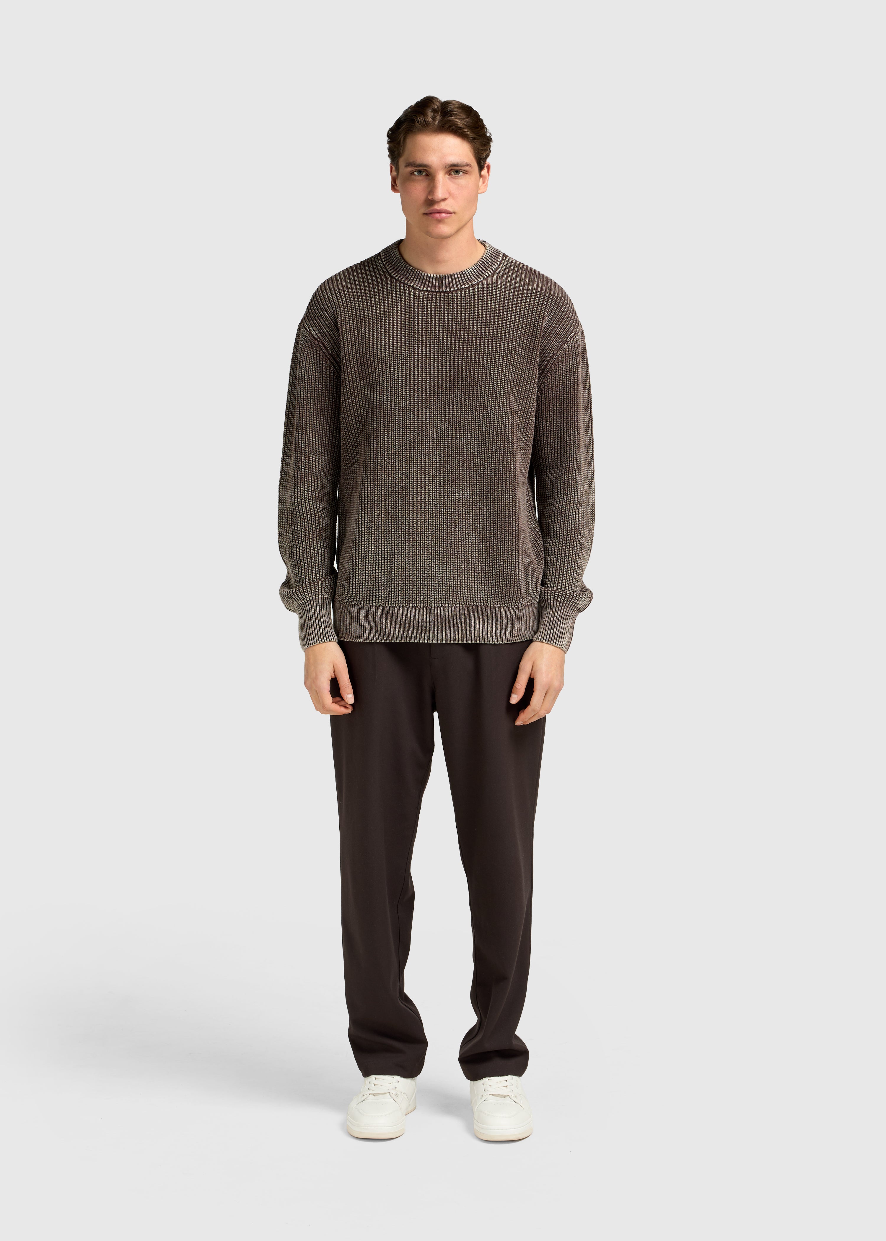 Washed Knit Crewneck - Espresso