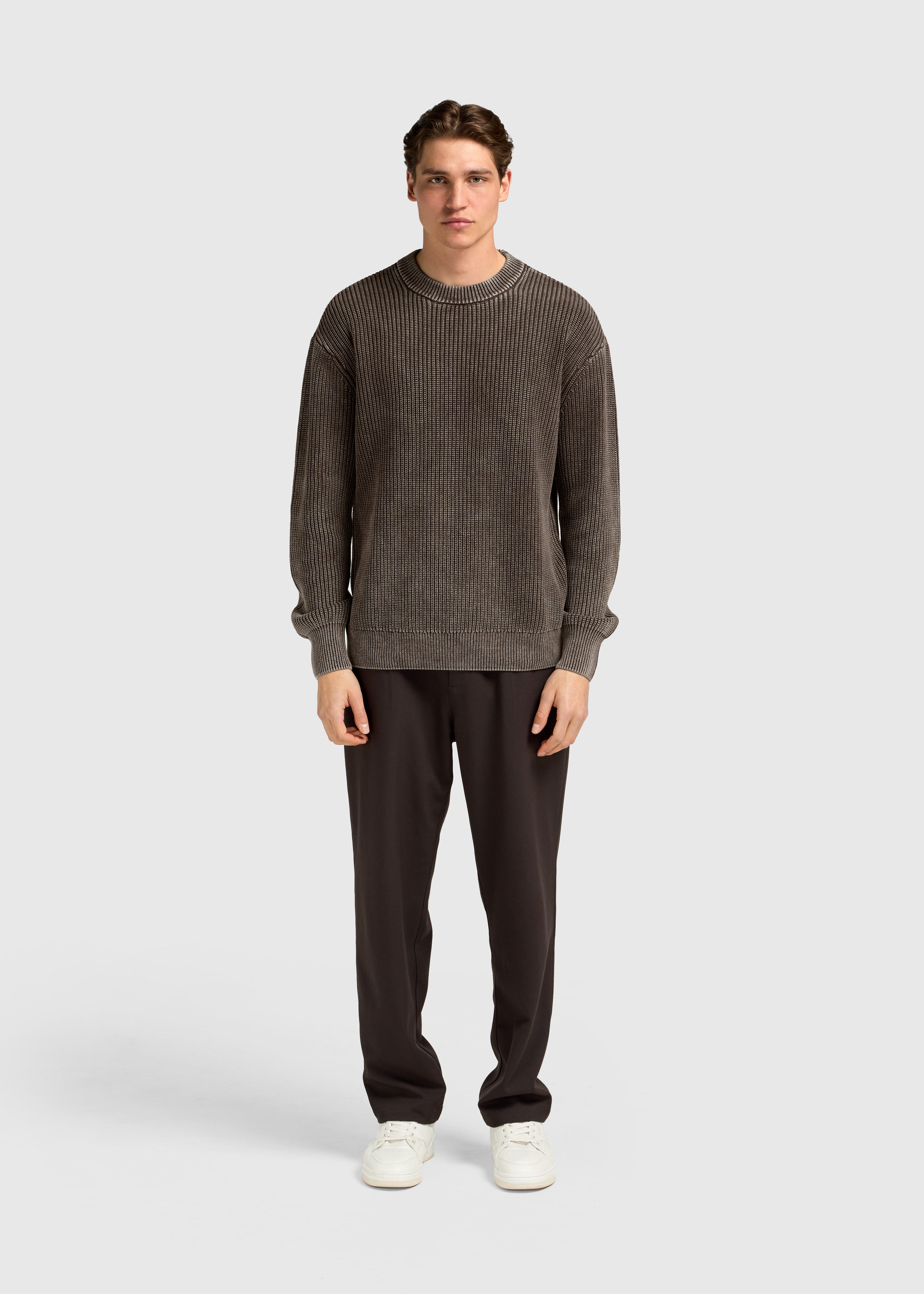 Washed Knit Crewneck - Espresso