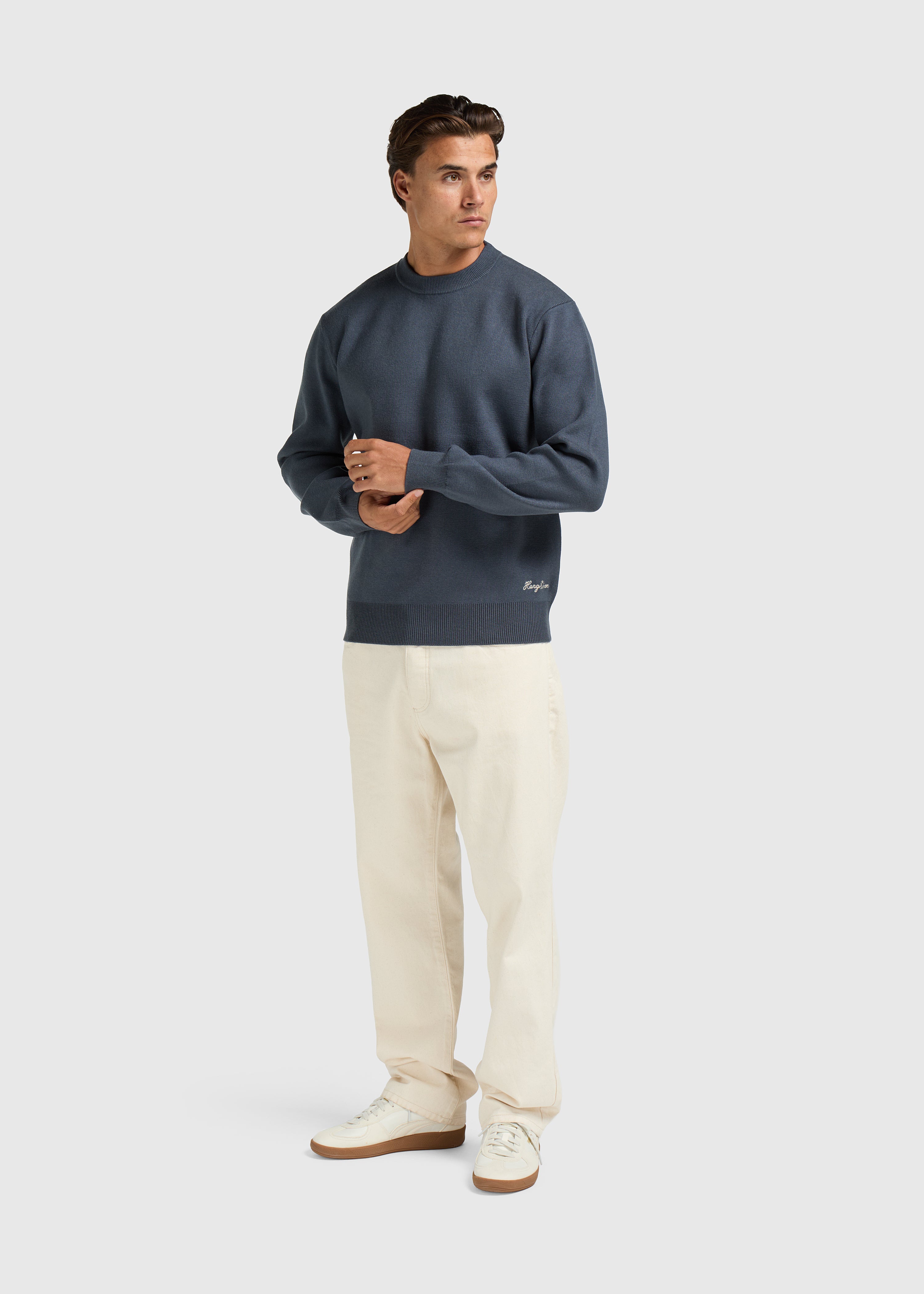 Compact Knit Crewneck - Navy Blue