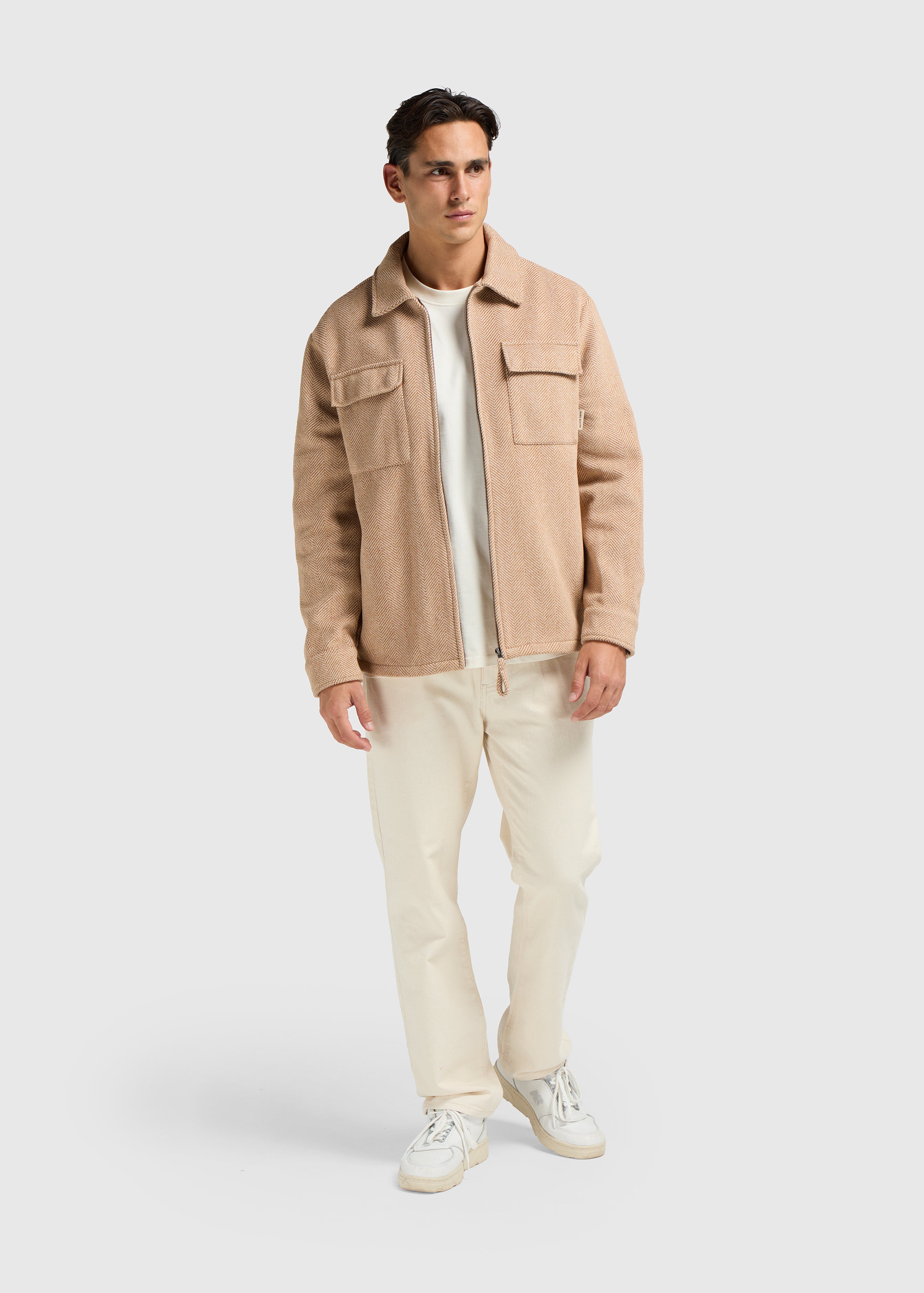Herringbone Zip Overshirt - Desert