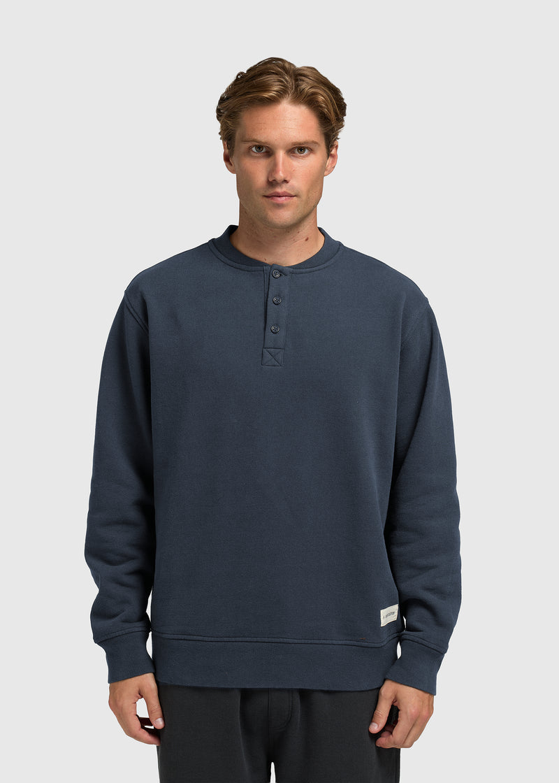 Vintage Washed Henley – Ombré-Blau