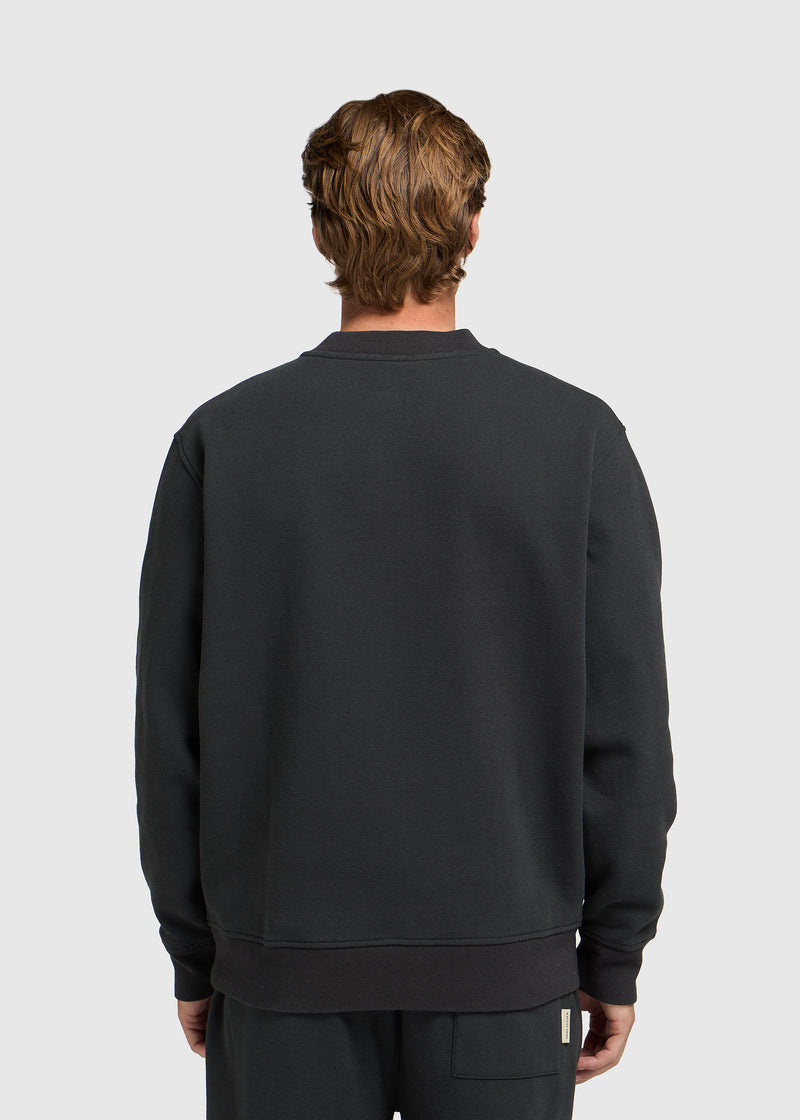 Vintage Washed Henley - Off Black
