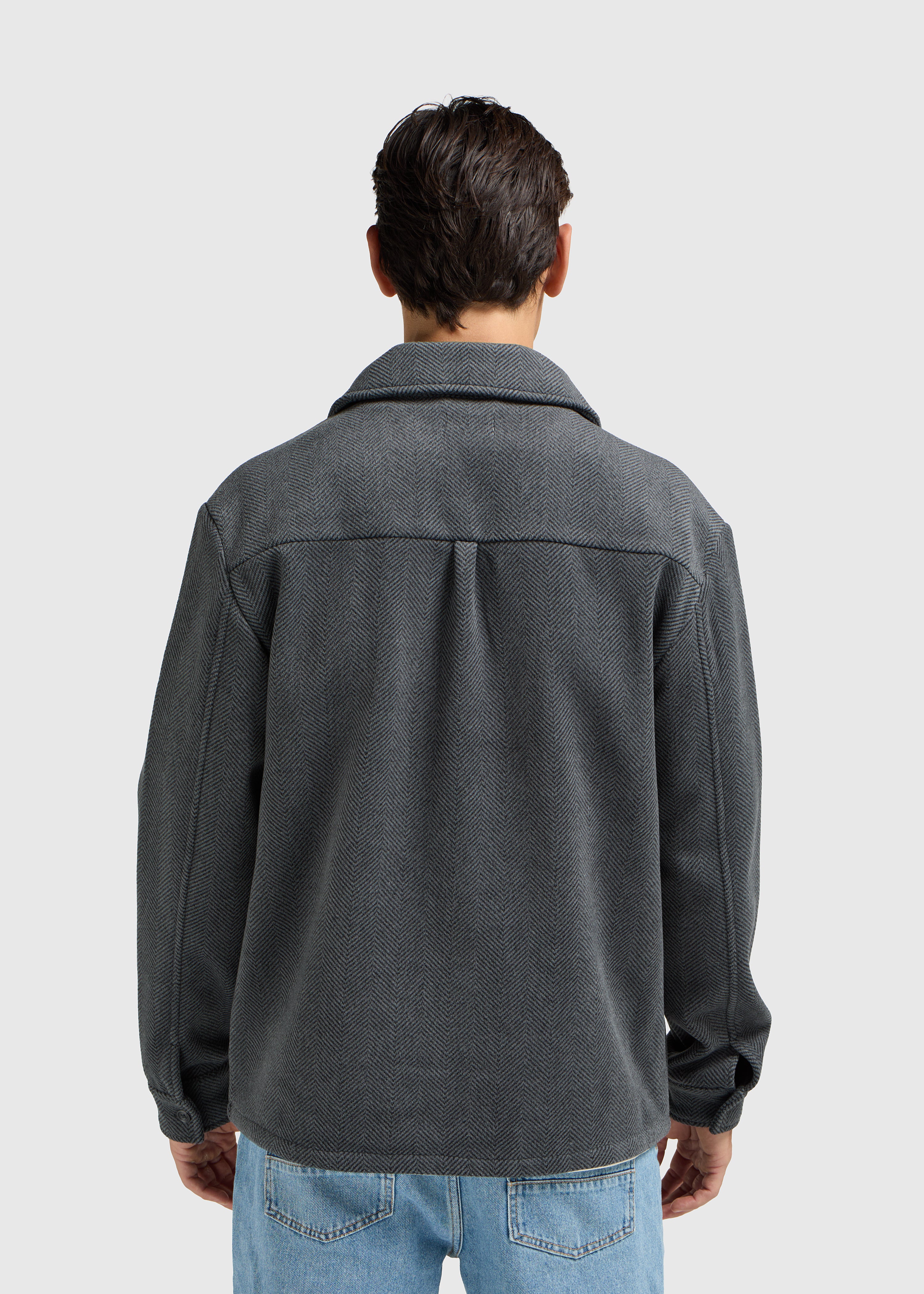 Herringbone Zip Overshirt - Antra Melange