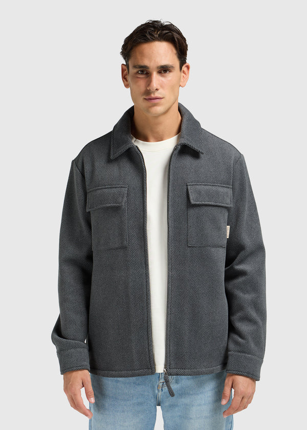 Herringbone Zip Overshirt - Antra Melange