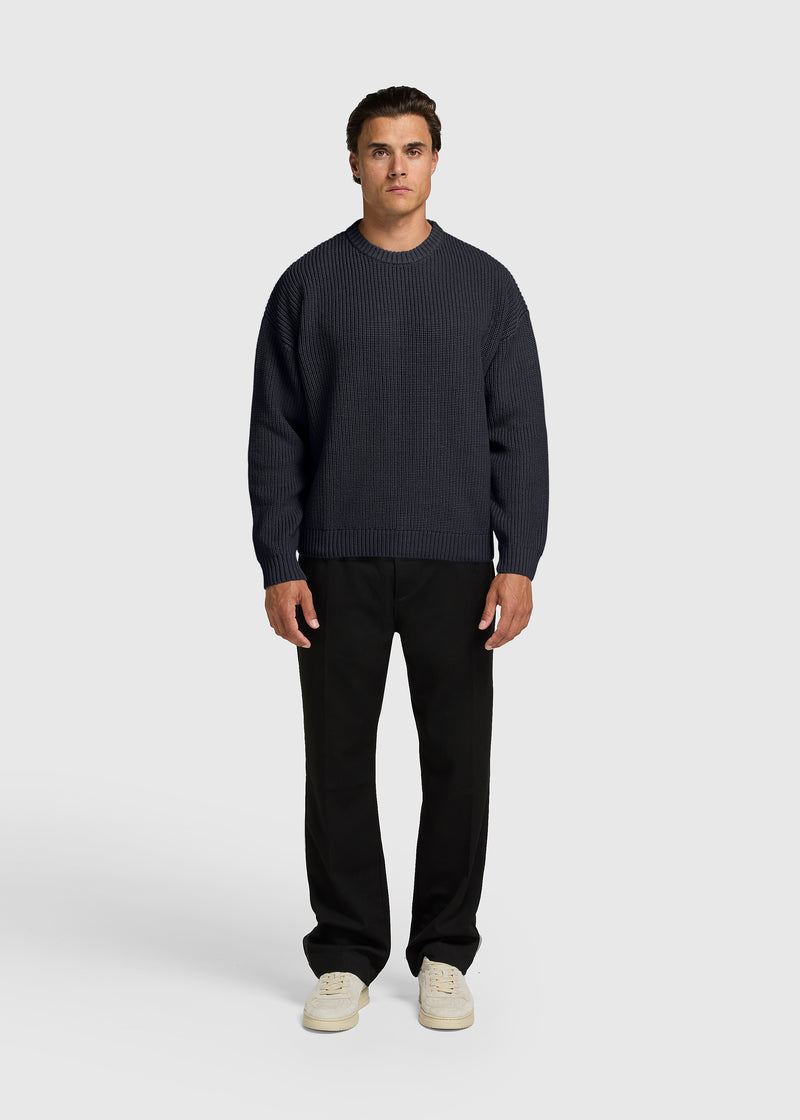 Clean Cable Knit - Dark Blue
