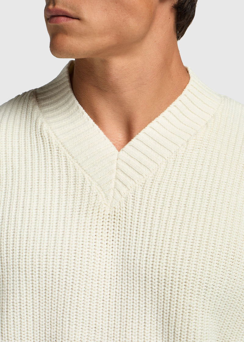 Heavy V-Neck Knit - Sand