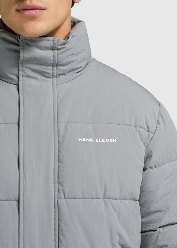 Seersucker Puffer Jacket - Grey