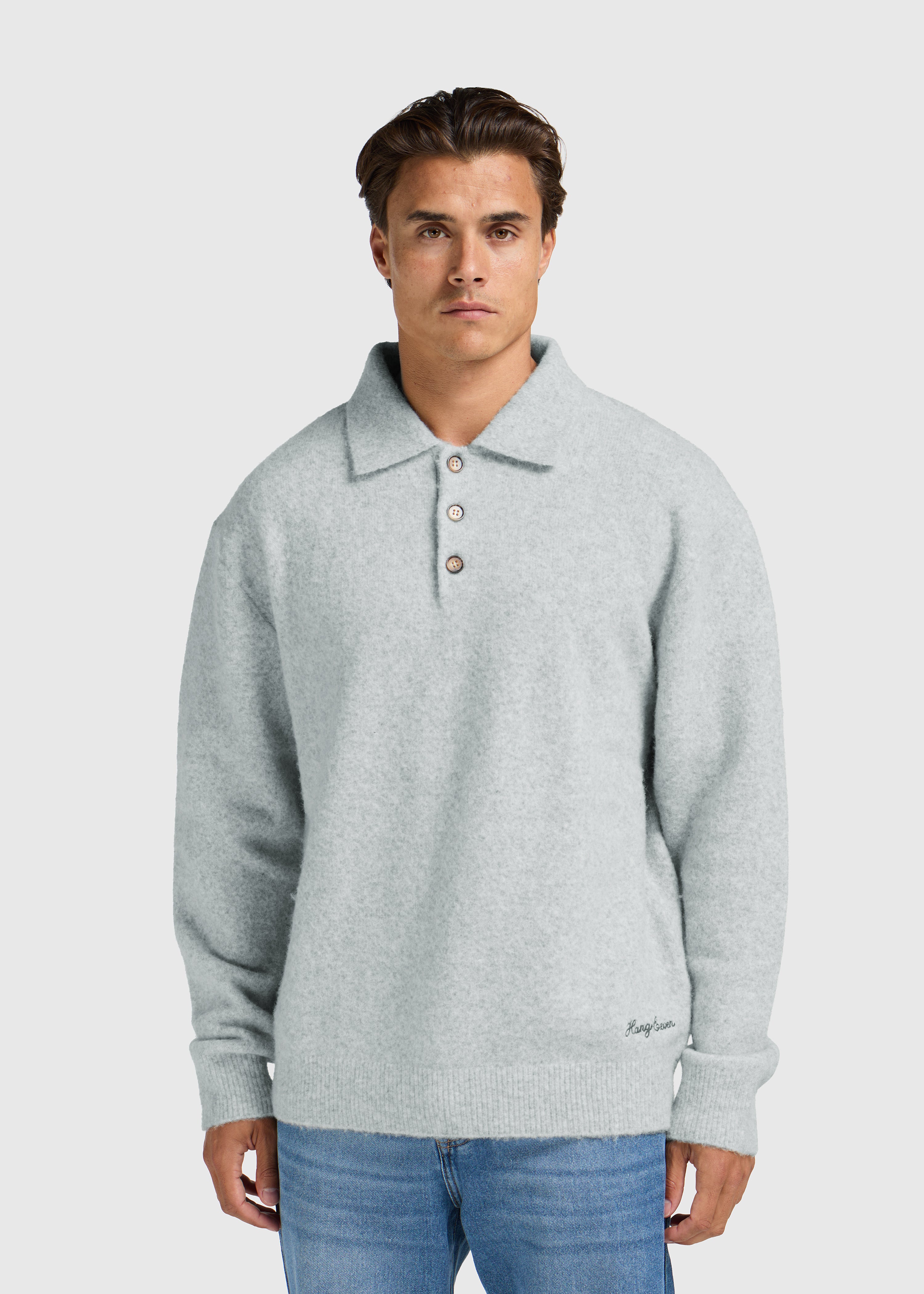 Soft Wool Polo - Grey Melee