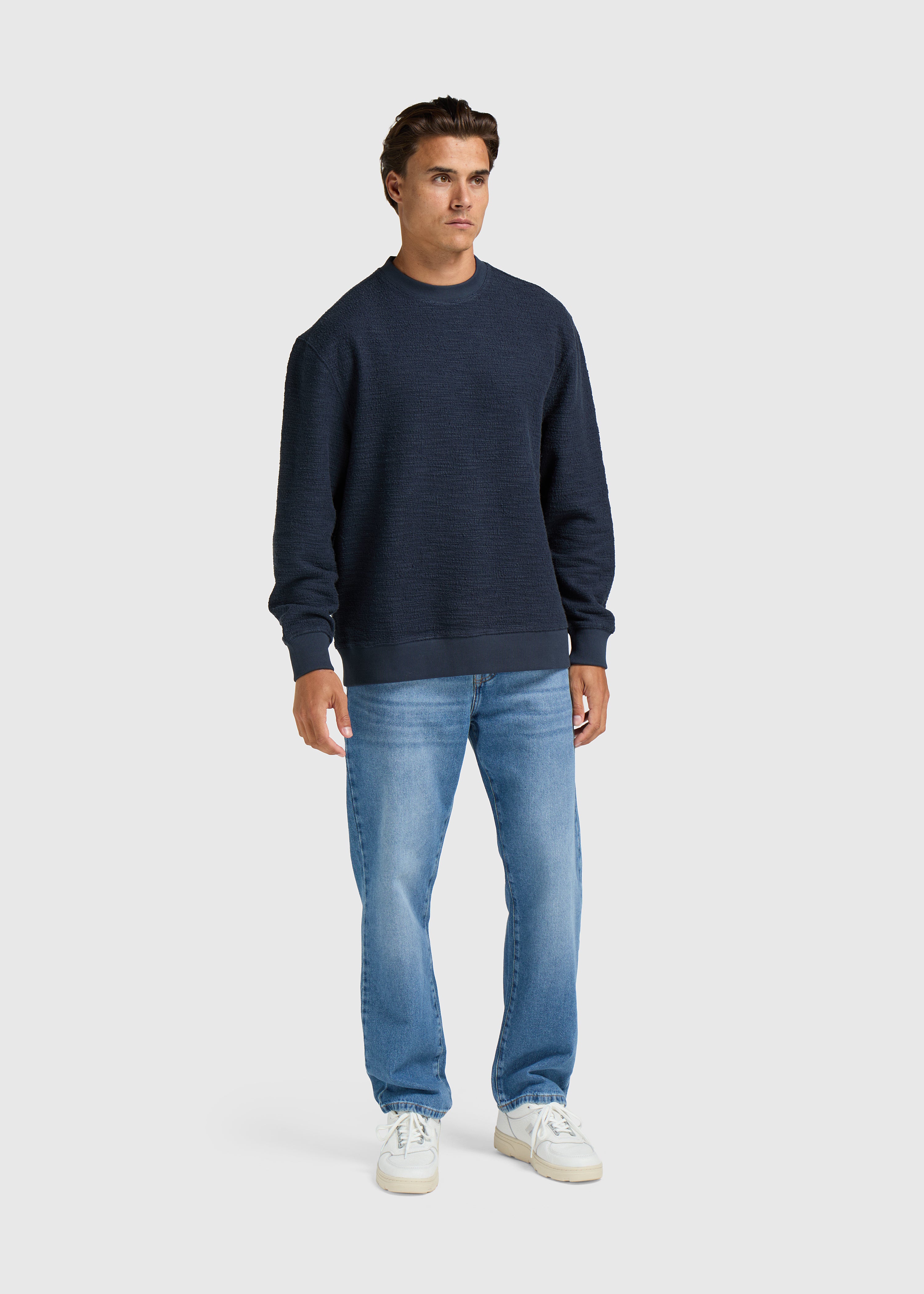 Bouclé Crewneck - Navy Blue