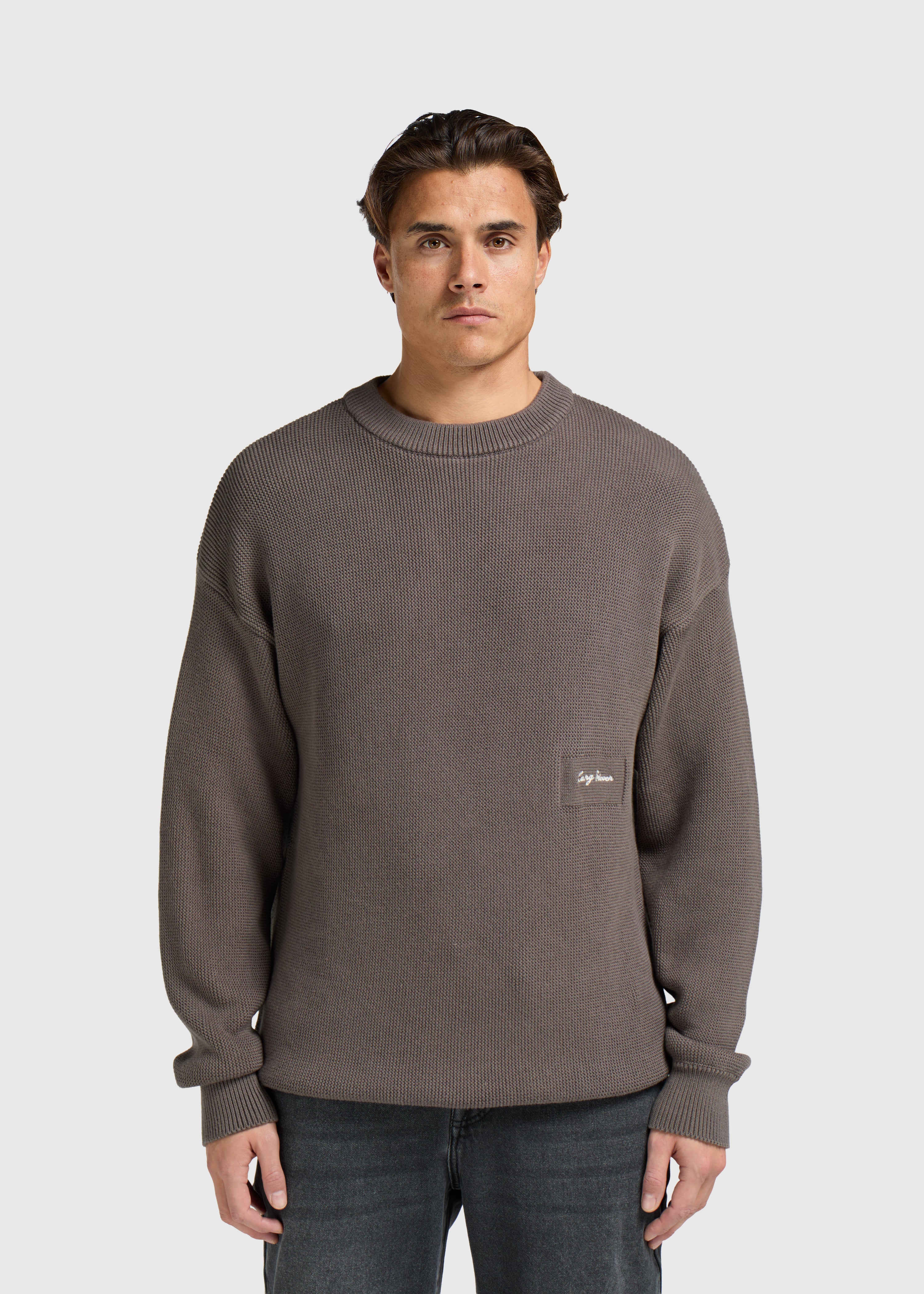 Embro Knit Crewneck - Stone Grey