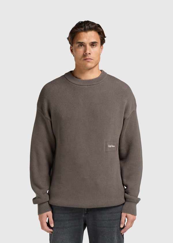 Embro Knit Crewneck - Stone Grey