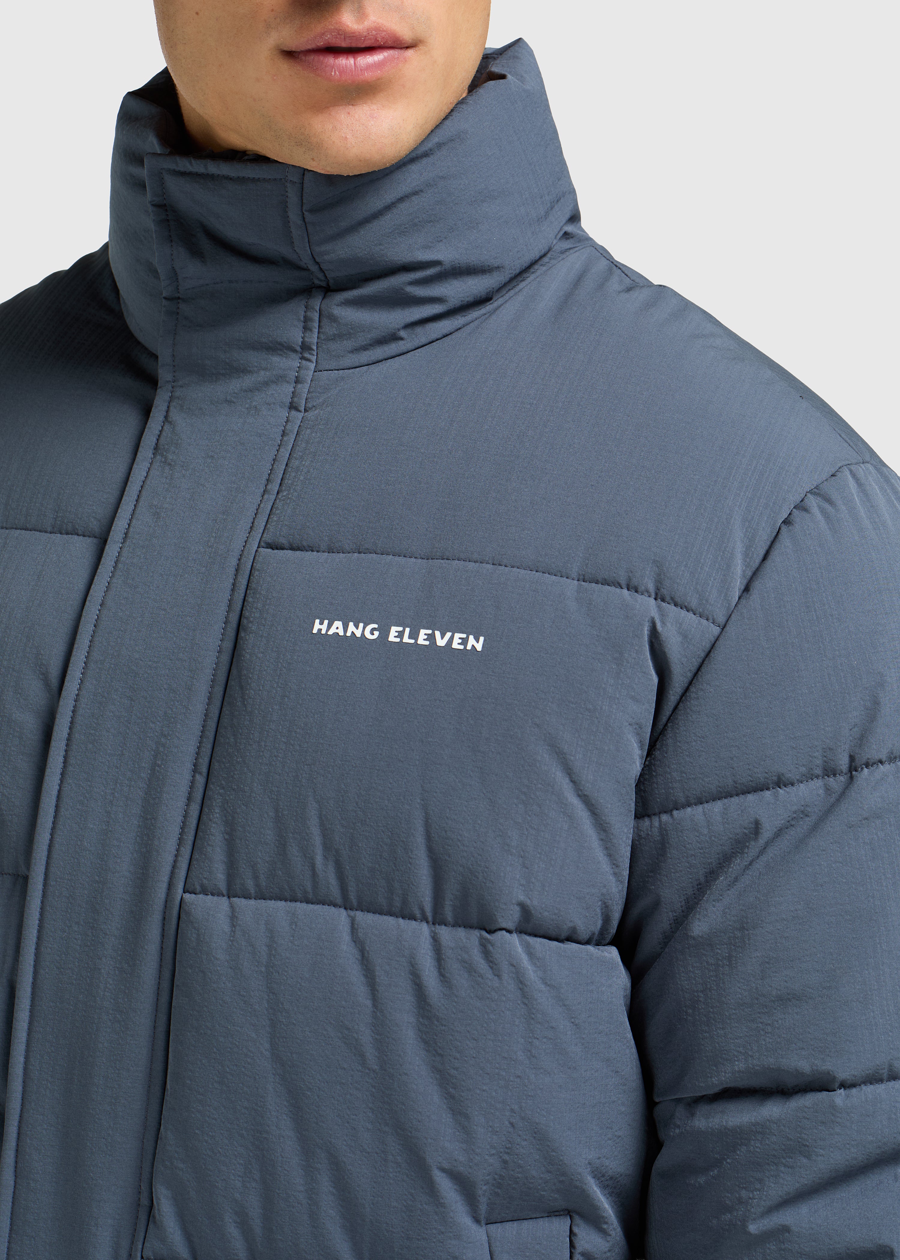 Seersucker Puffer Jacket - Ombre Blue