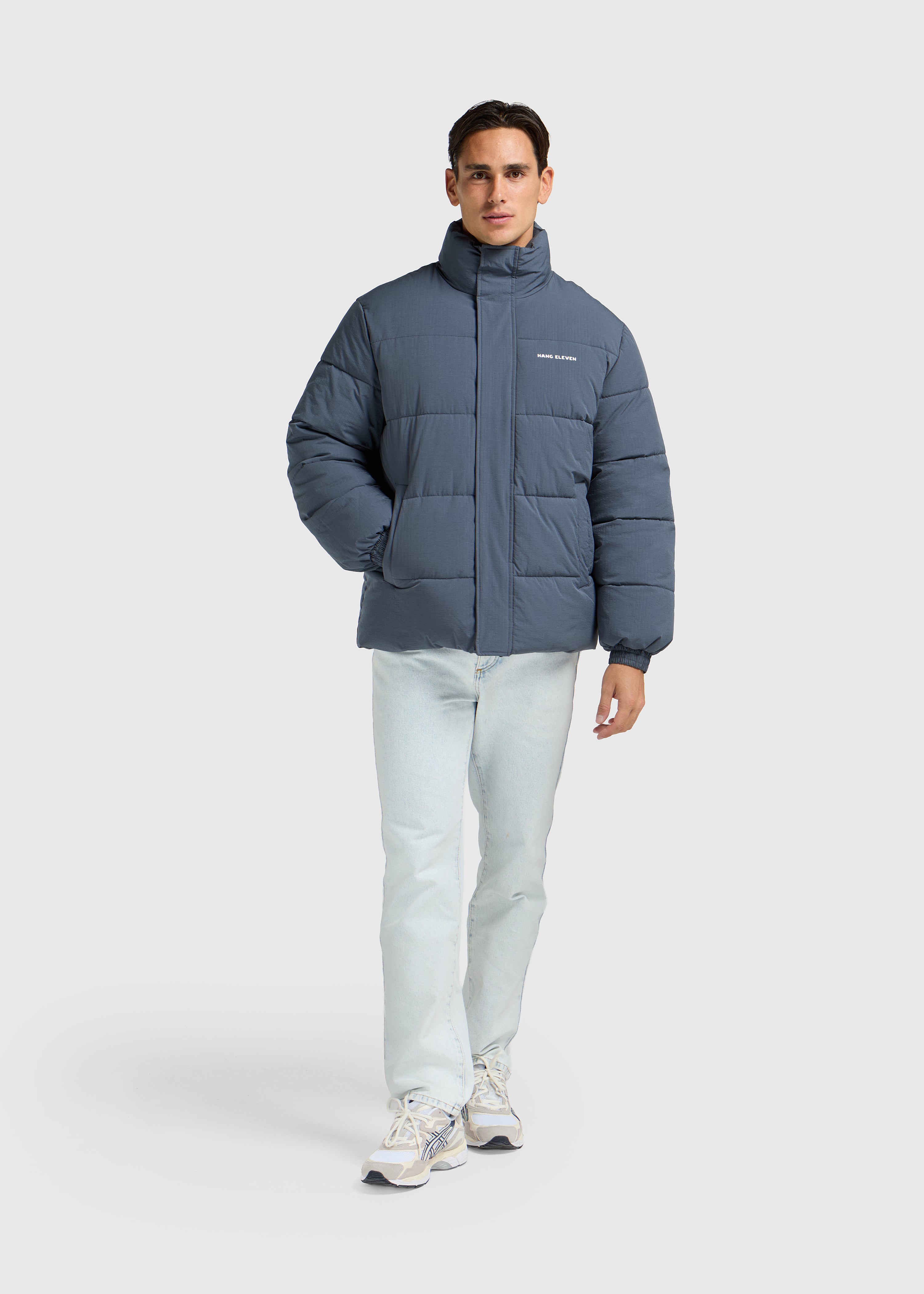 Seersucker Puffer Jacket - Ombre Blue