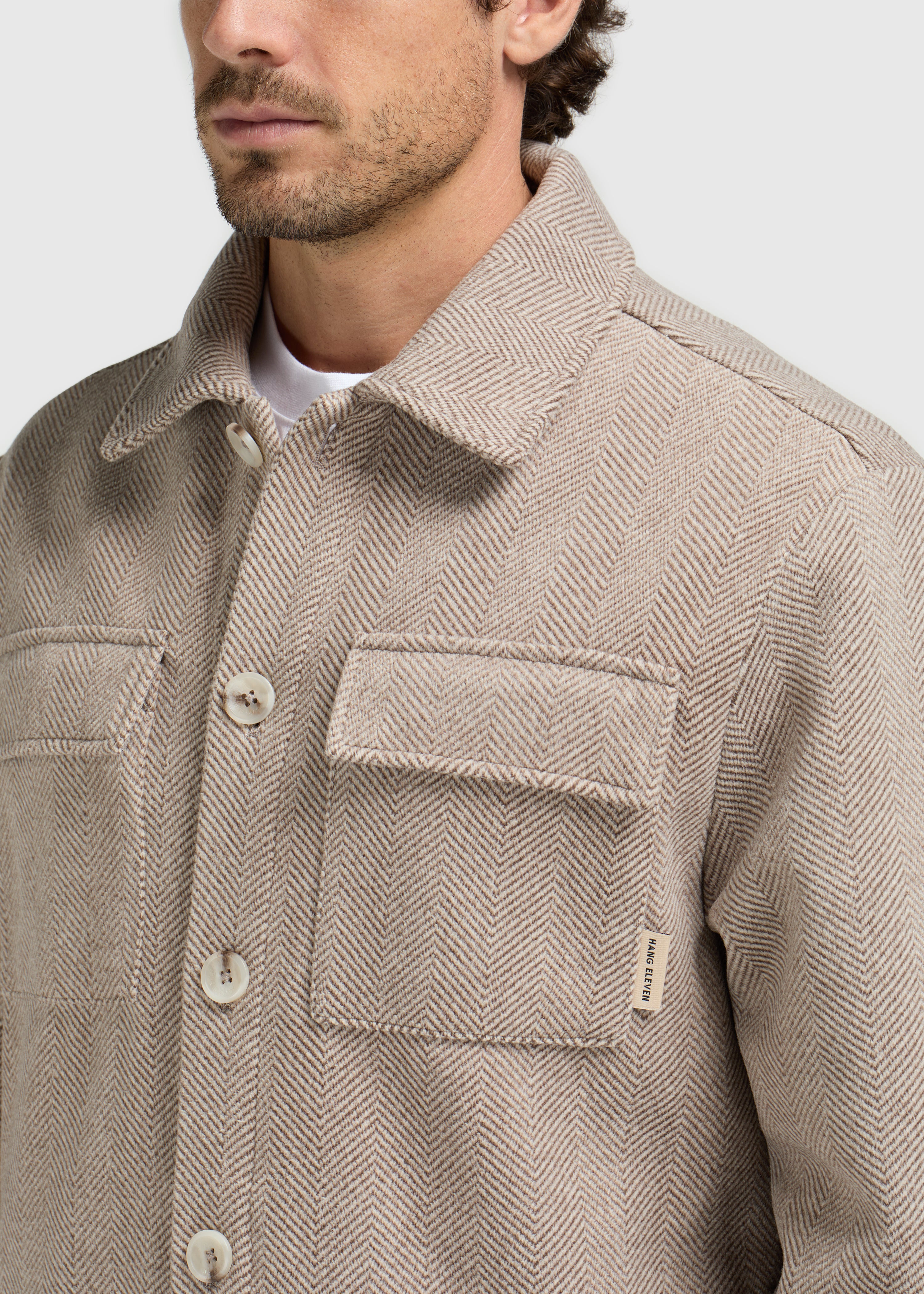 Herringbone Overshirt - Mocha