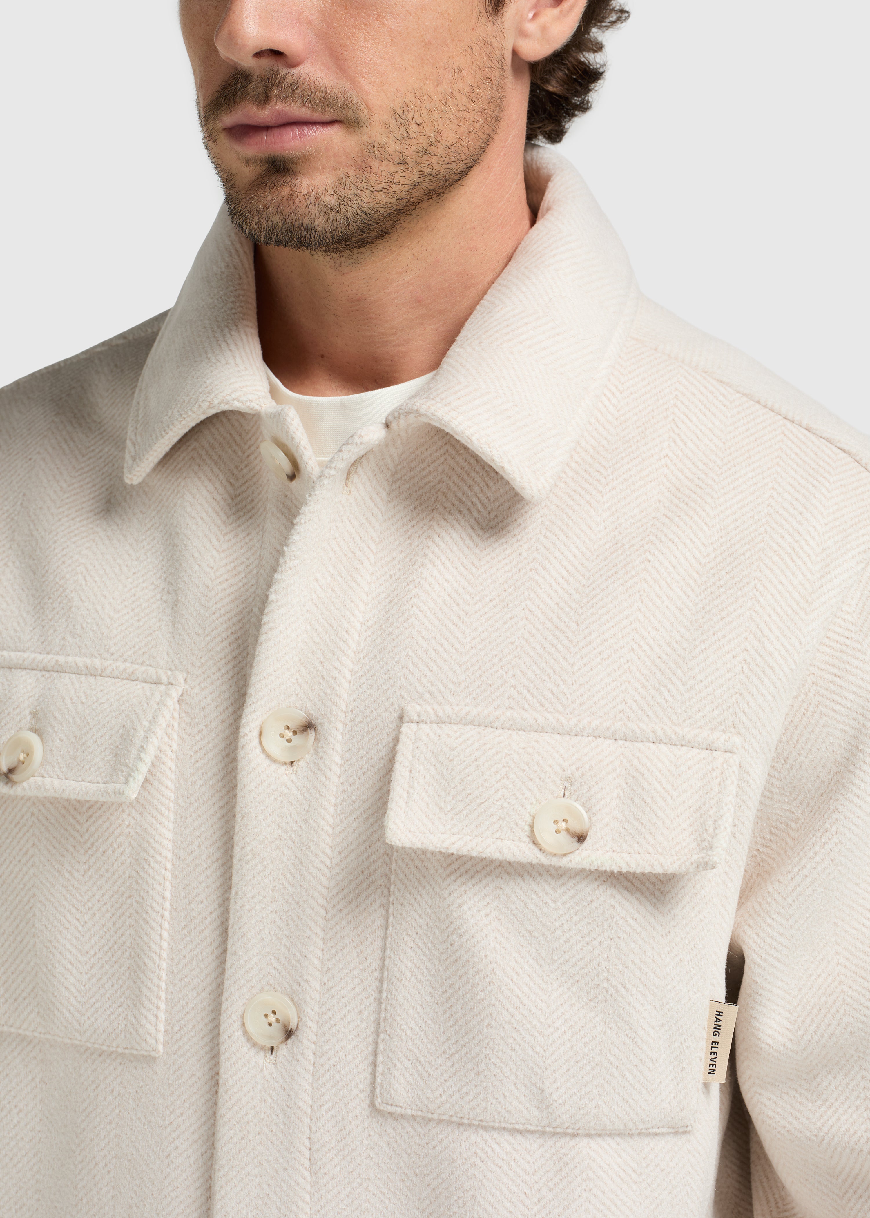 Herringbone Overshirt - Light Sand